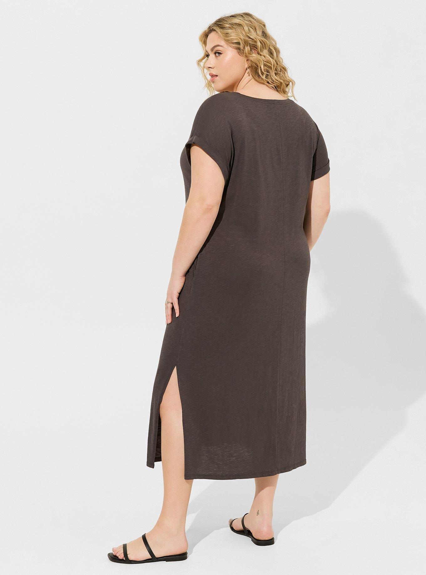 Tea Length Slub Dolman T-Shirt Dress