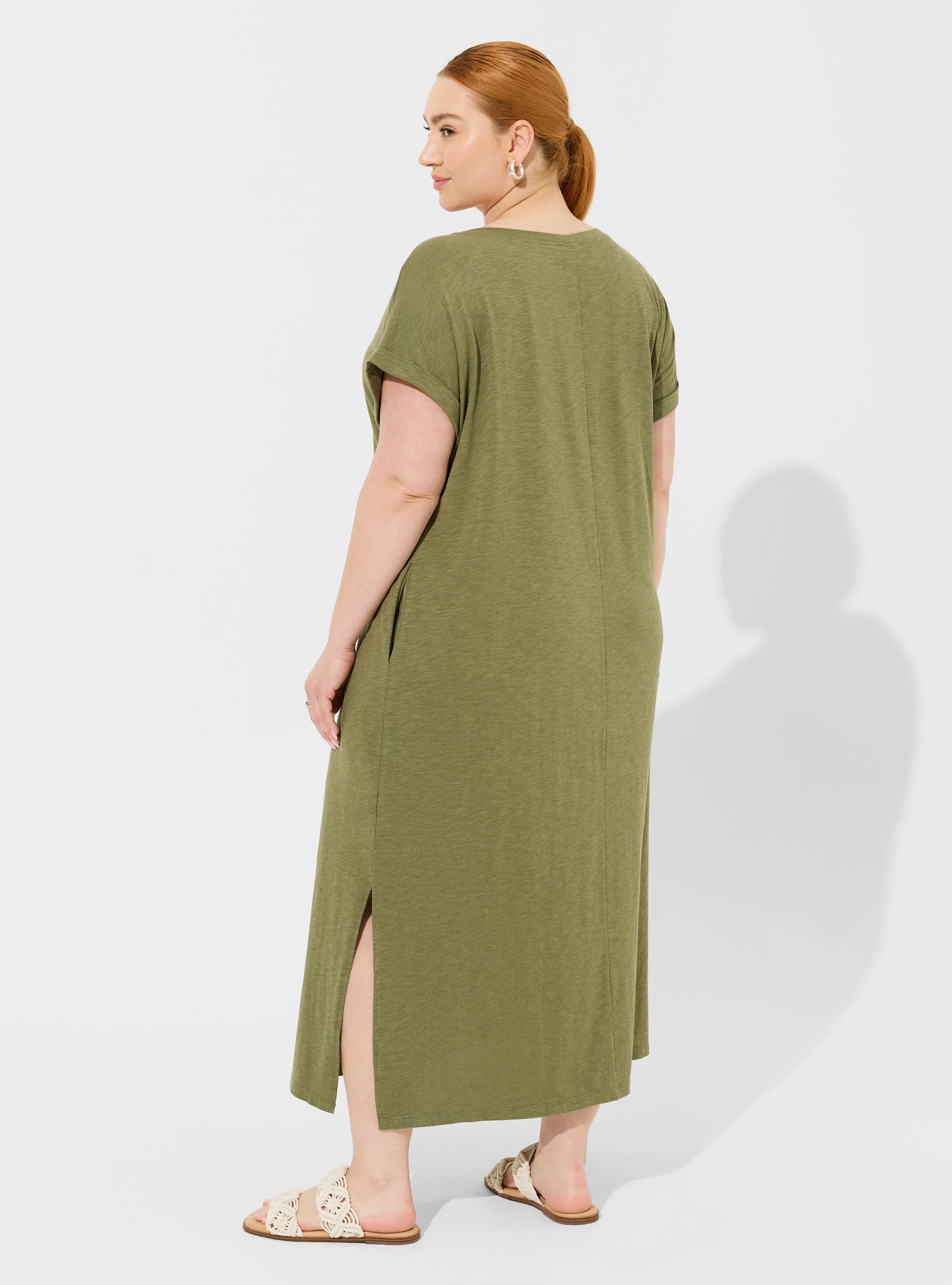 Tea Length Slub Dolman T-Shirt Dress