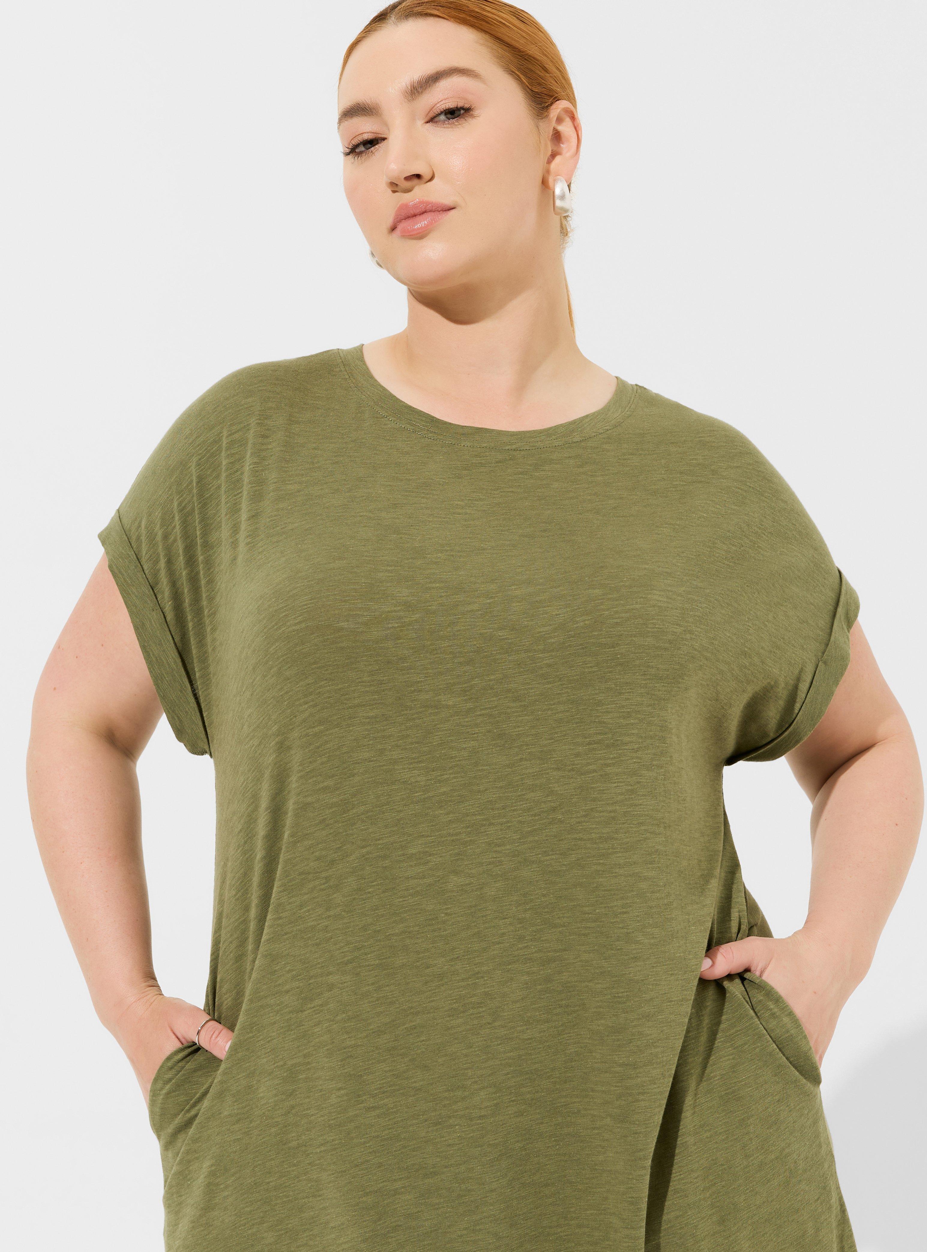 Tea Length Slub Dolman T-Shirt Dress