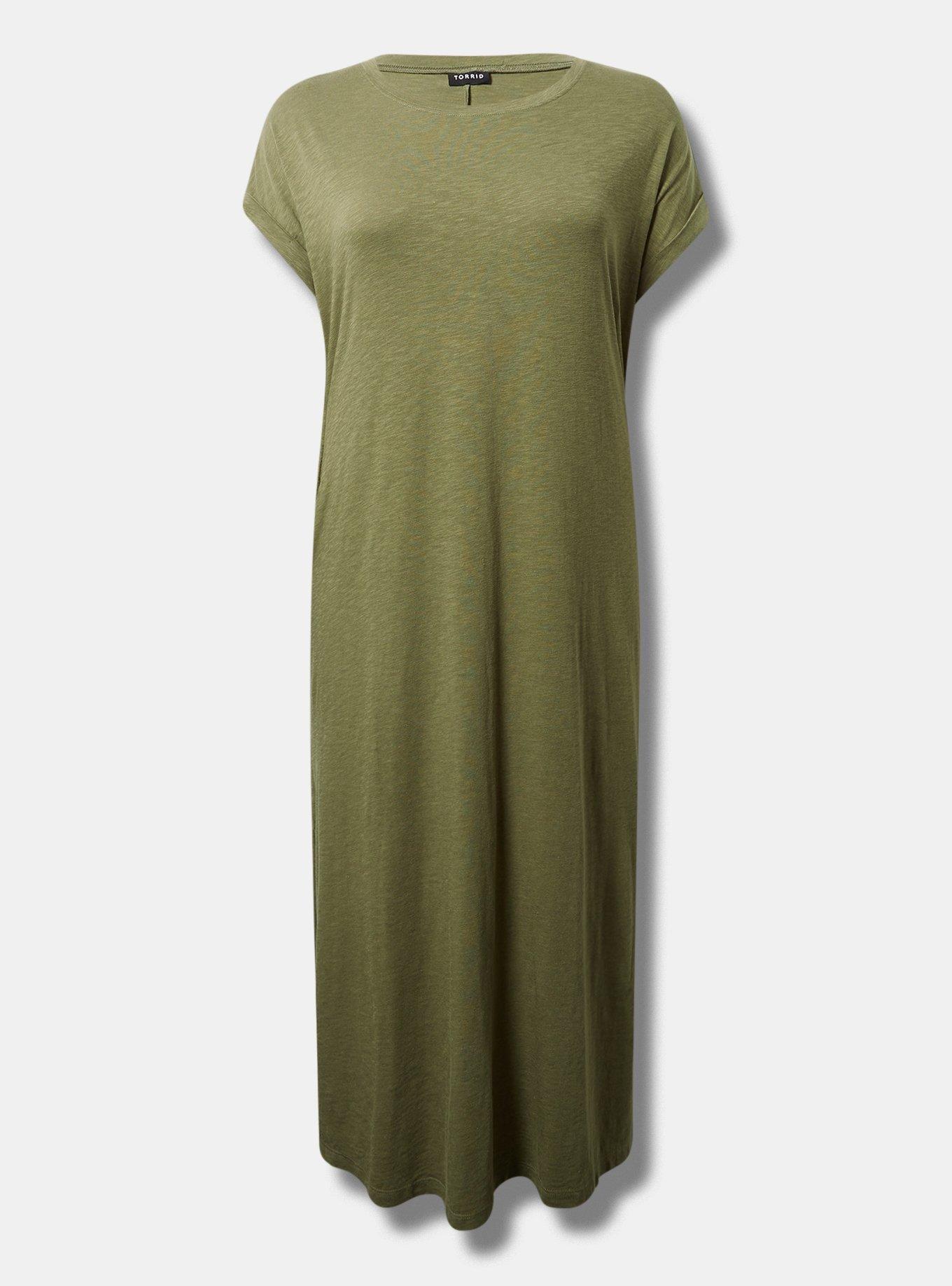 Tea Length Slub Dolman T-Shirt Dress