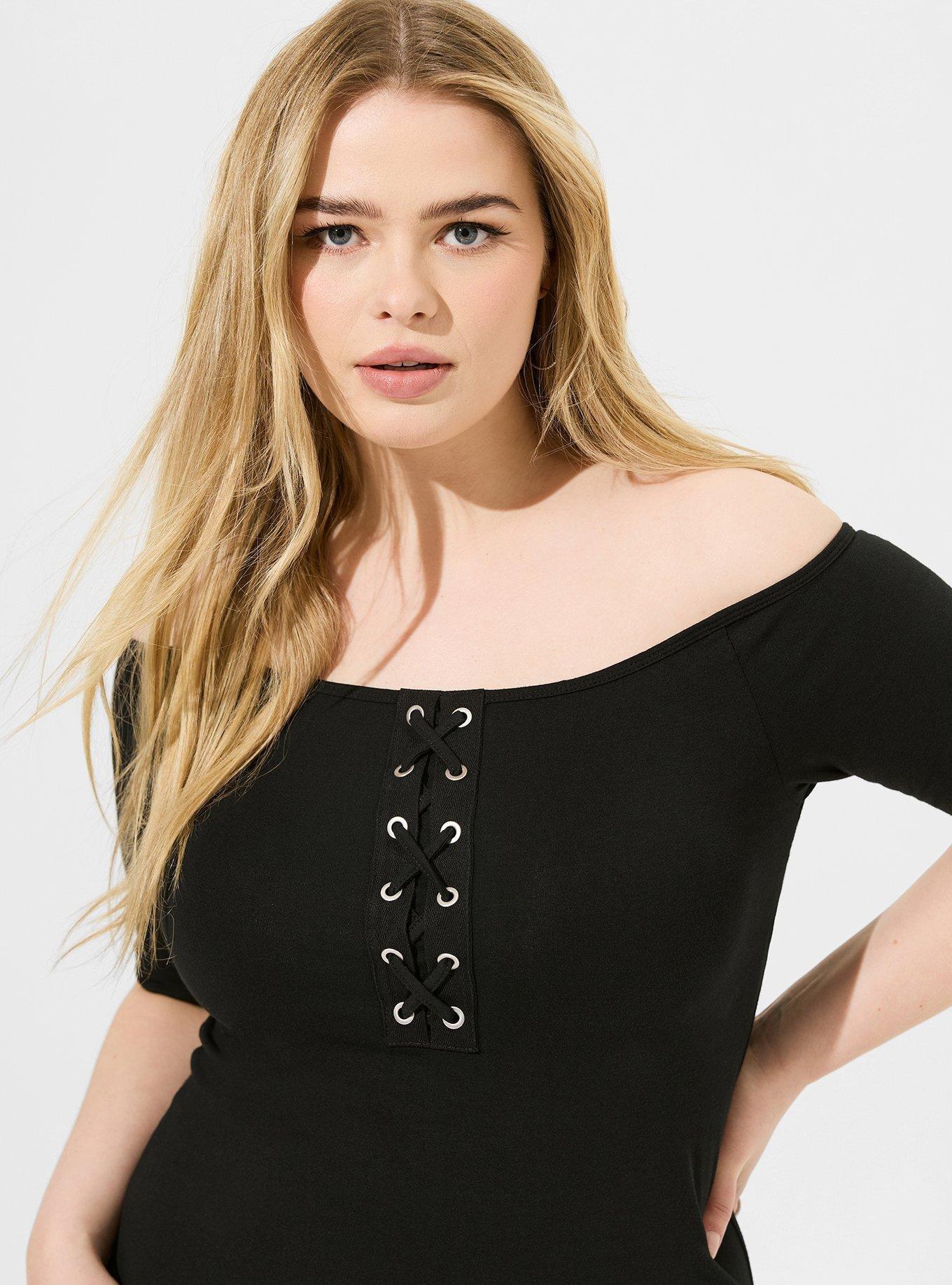 Mini Foxy Off Shoulder Lace Up Dress