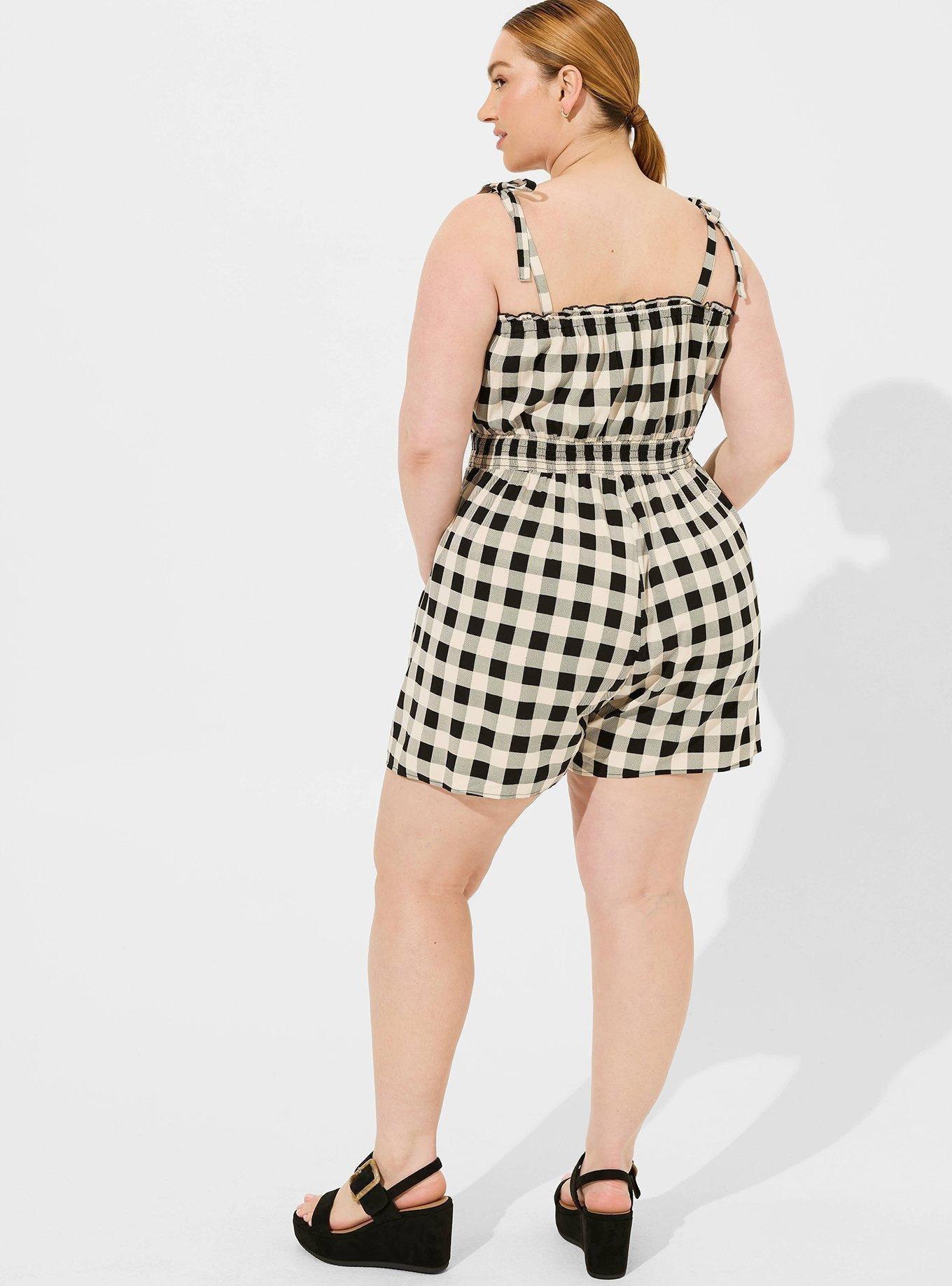 Stretch Challis Tie Strap Romper