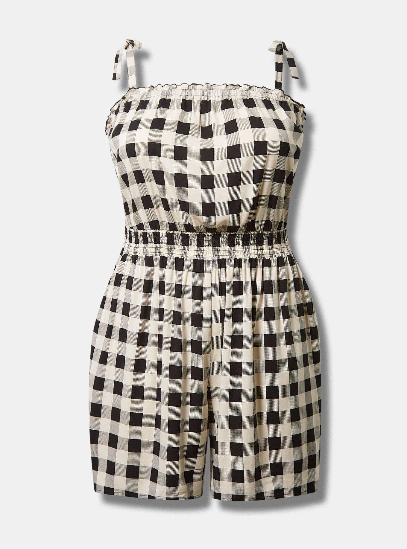 Stretch Challis Tie Strap Romper