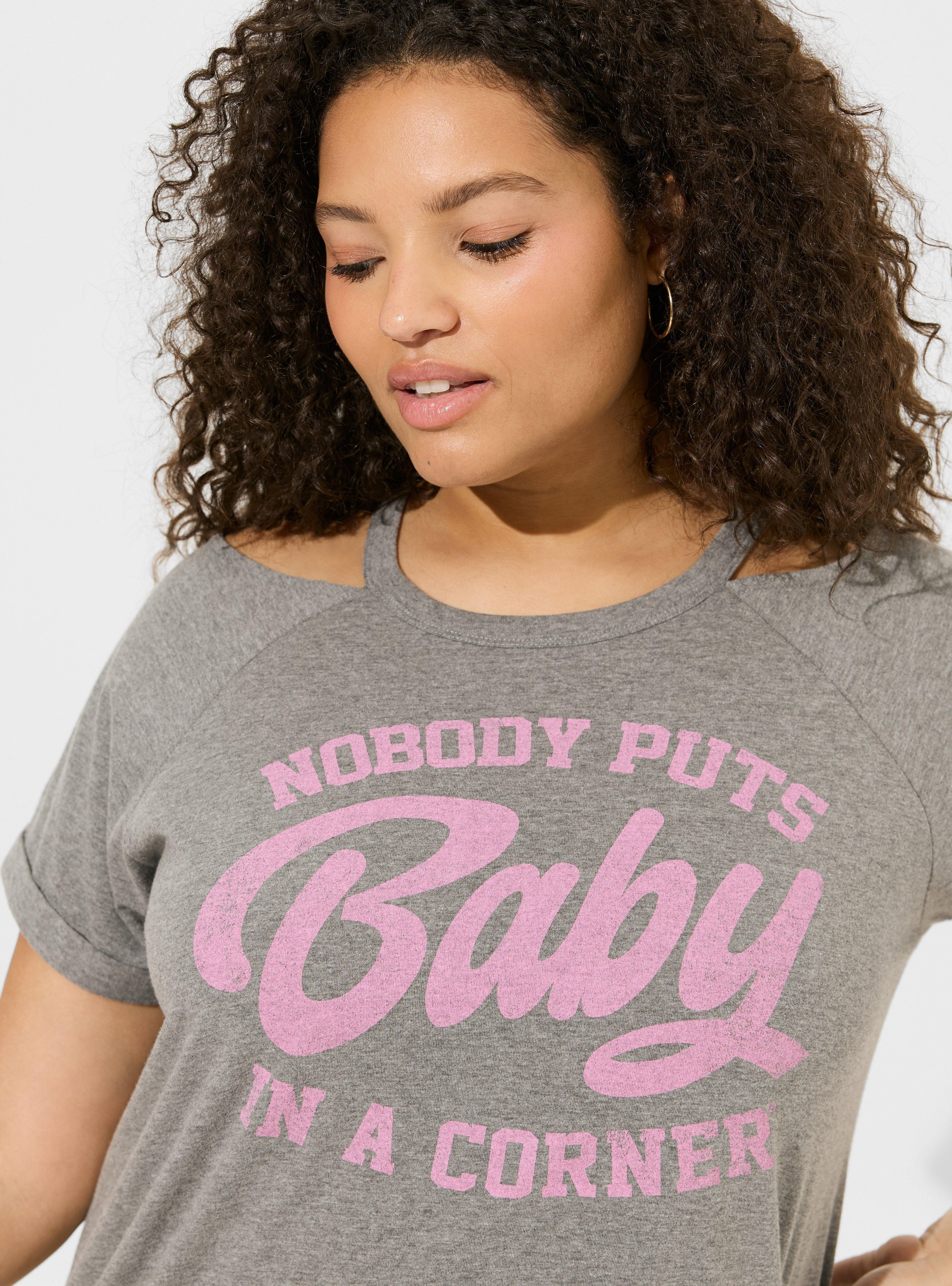 Plus Size Dirty Dancing Classic Fit Cotton Cold Shoulder Tee, MEDIUM HEATHER GREY, alternate