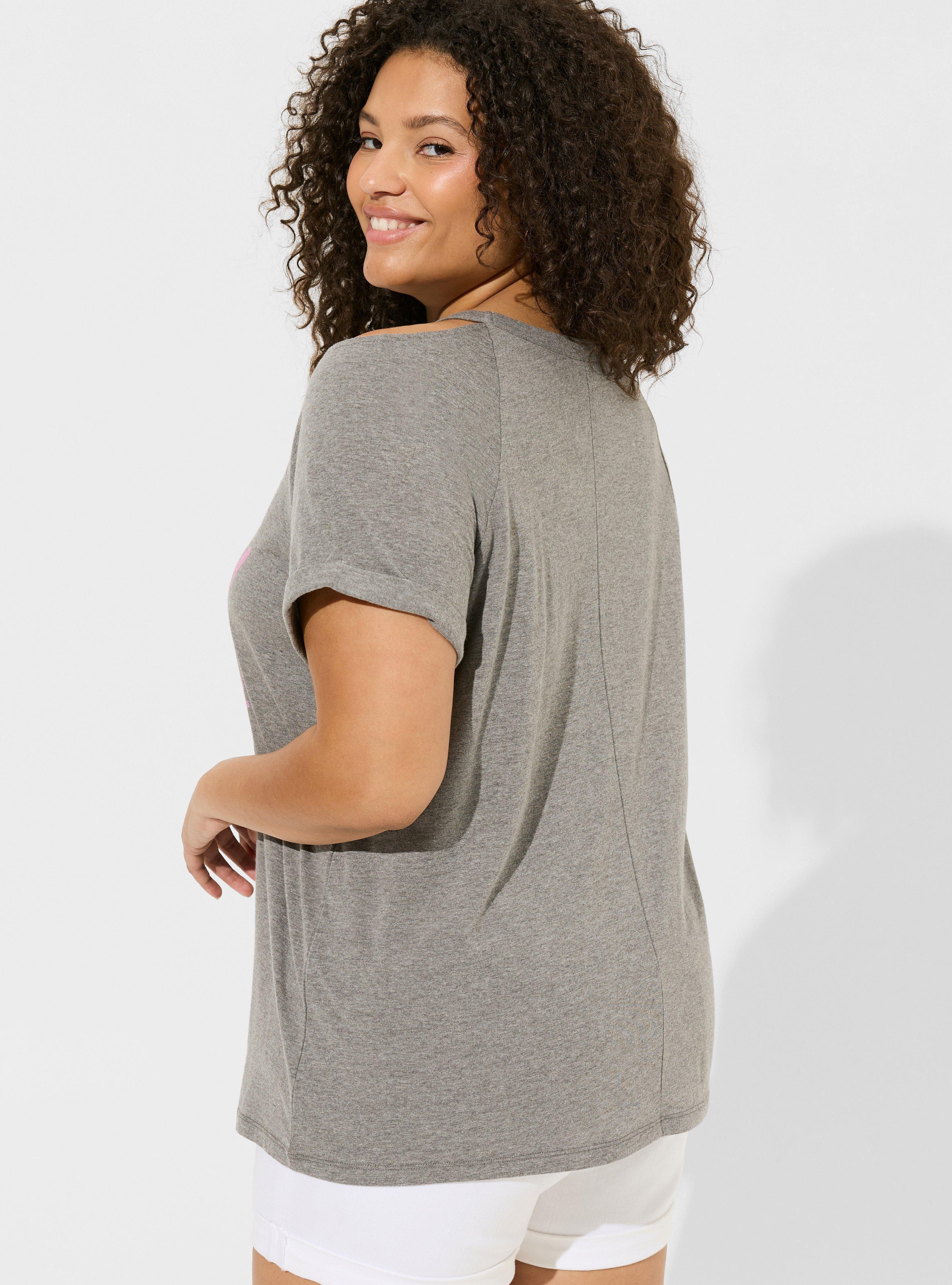 Plus Size Dirty Dancing Classic Fit Cotton Cold Shoulder Tee, MEDIUM HEATHER GREY, alternate