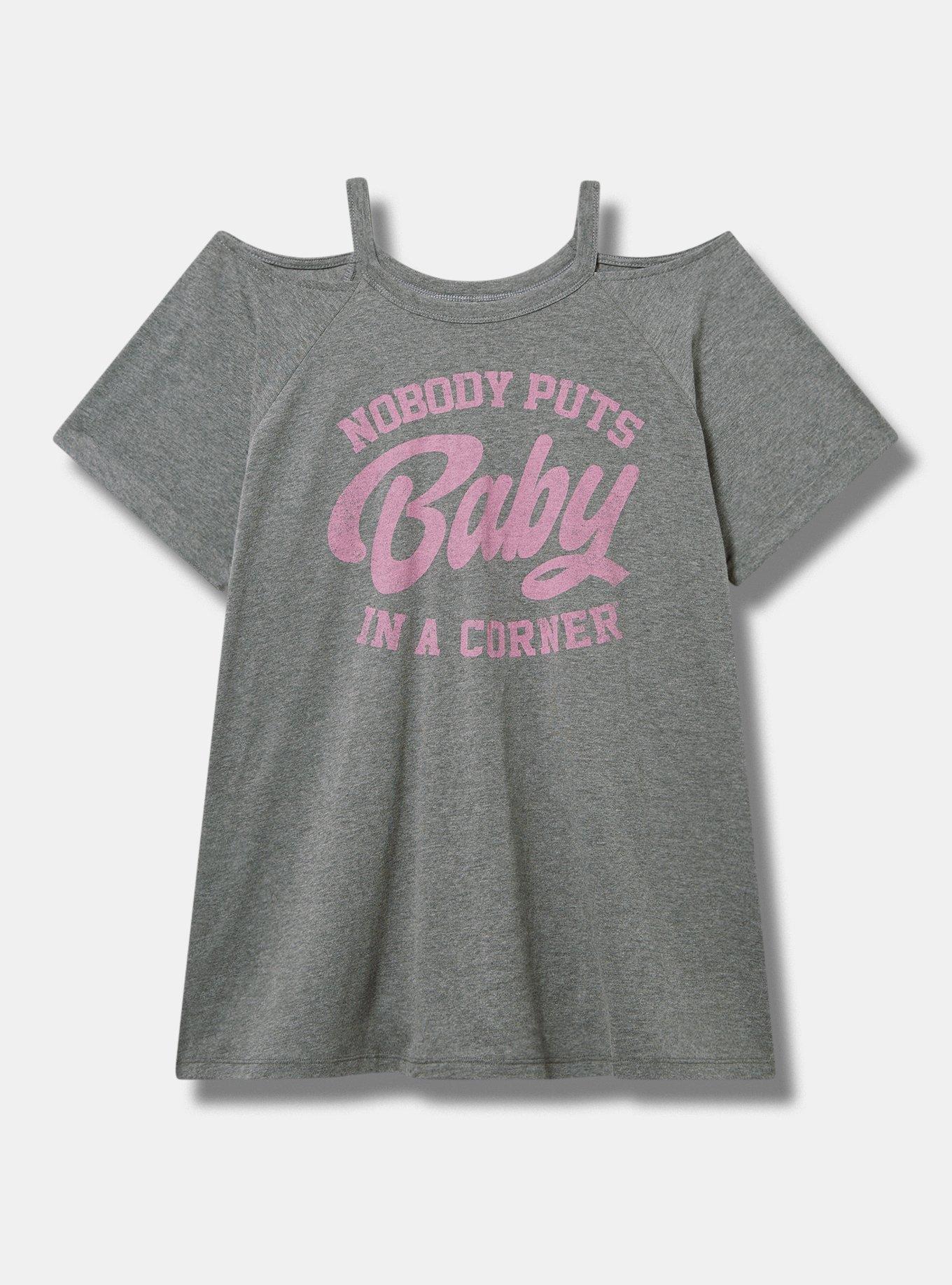 Plus Size Dirty Dancing Classic Fit Cotton Cold Shoulder Tee, MEDIUM HEATHER GREY, hi-res