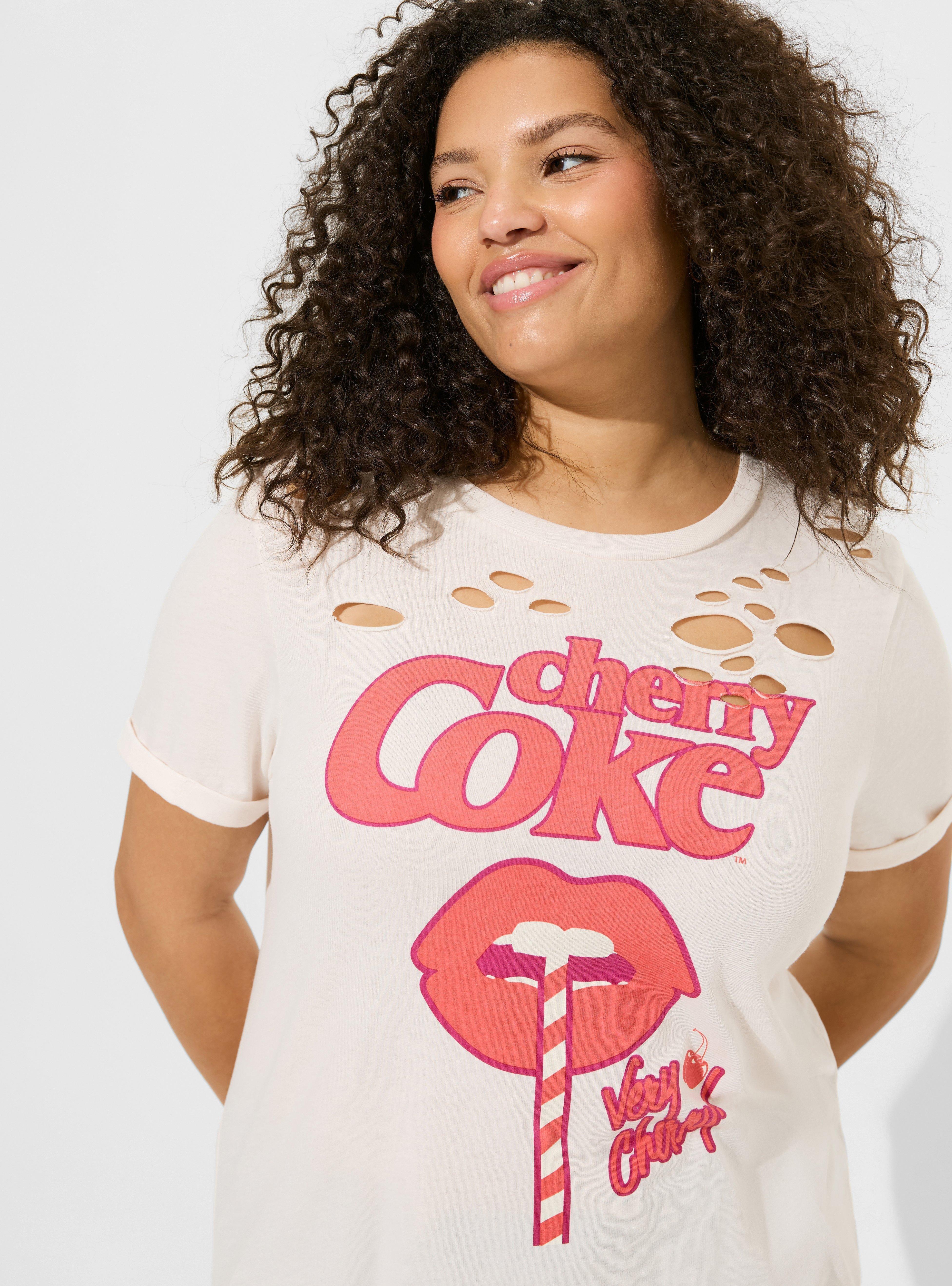 Cherry Coke Relaxed Fit Destructed Tunic Tee, ASH, alternate