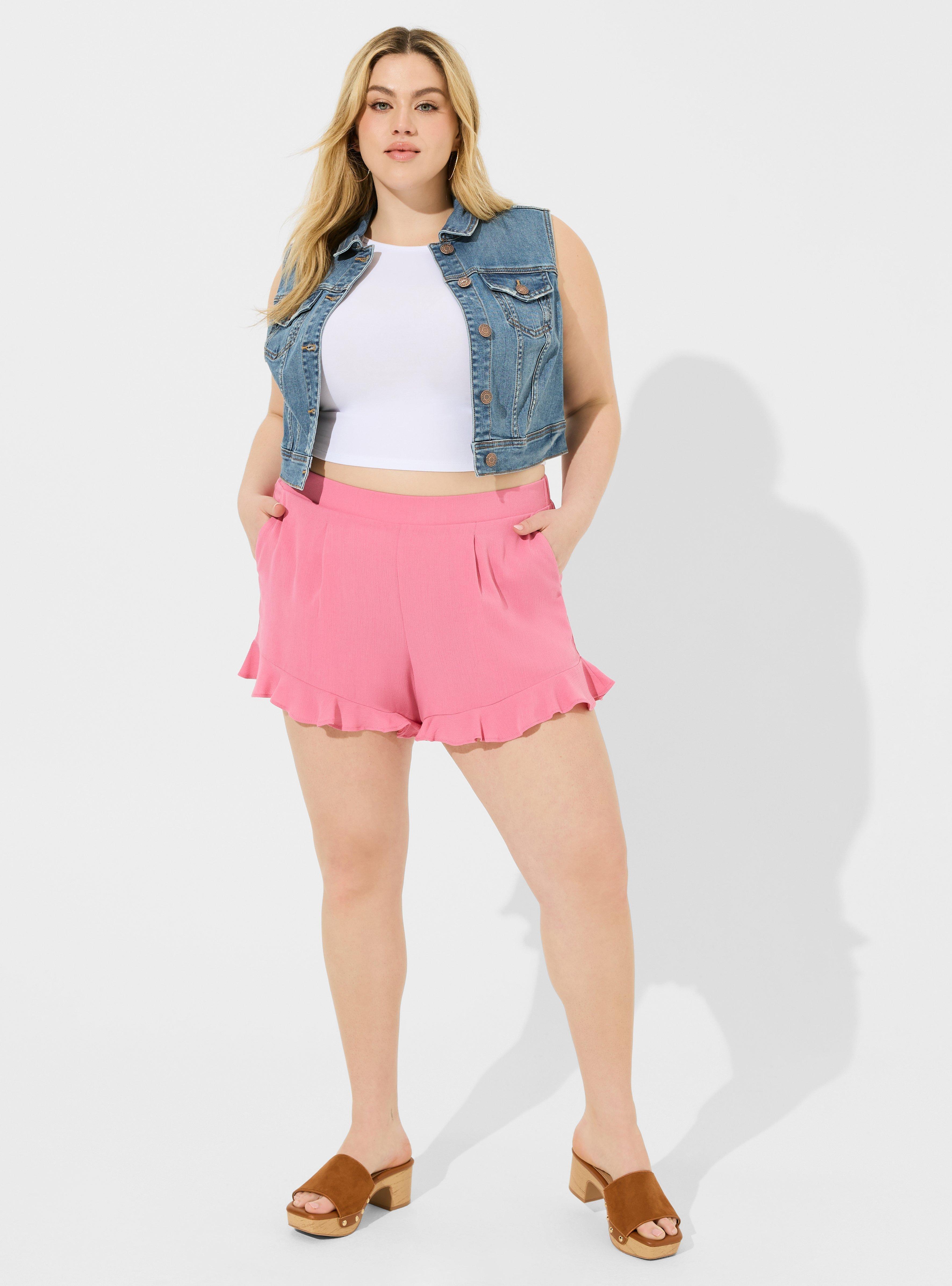 Plus Size 5 Inch Pull On Washable Gauze Ruffle Shorts Torrid