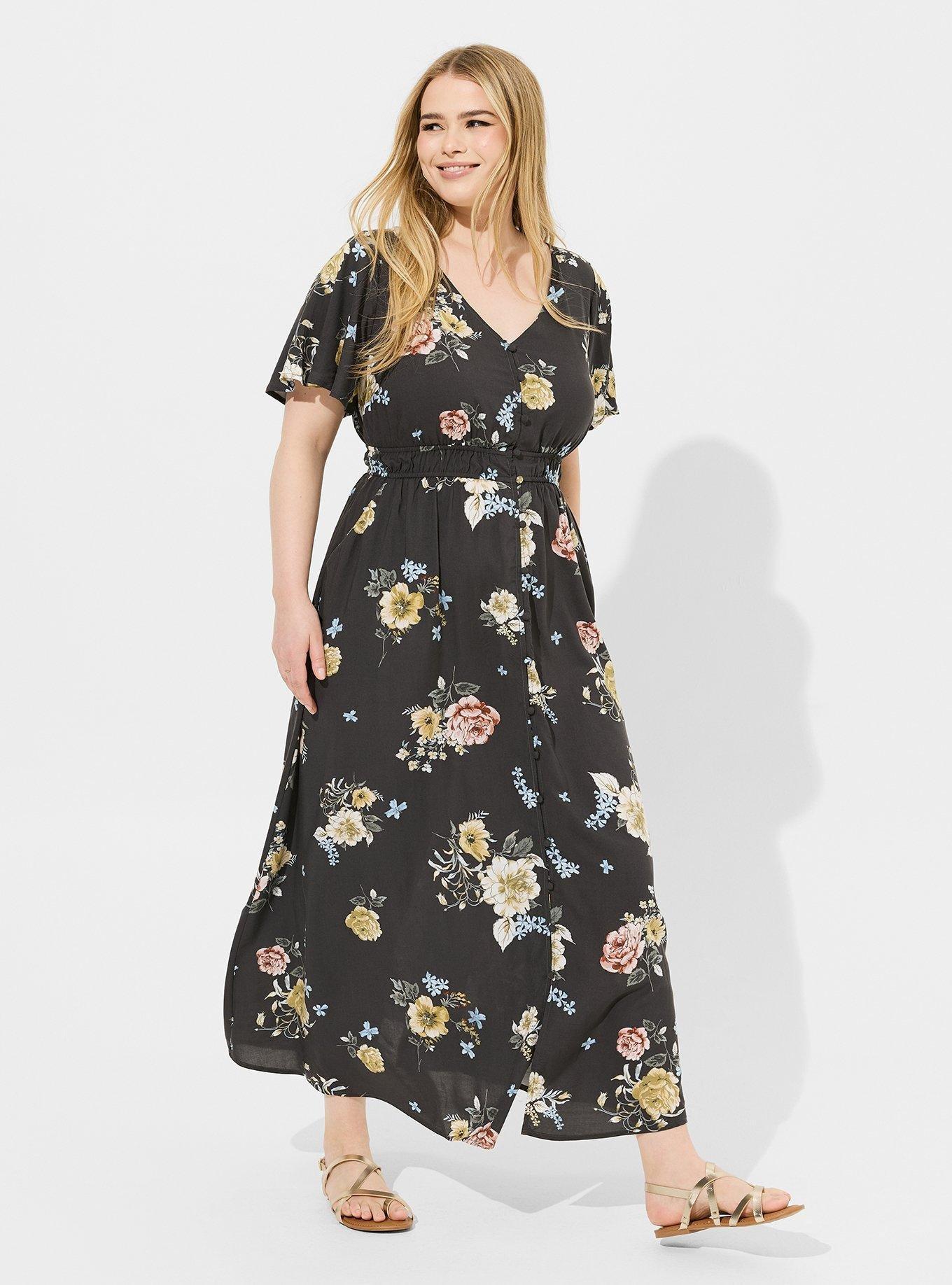 Maxi Challis Button Front A-Line Dress