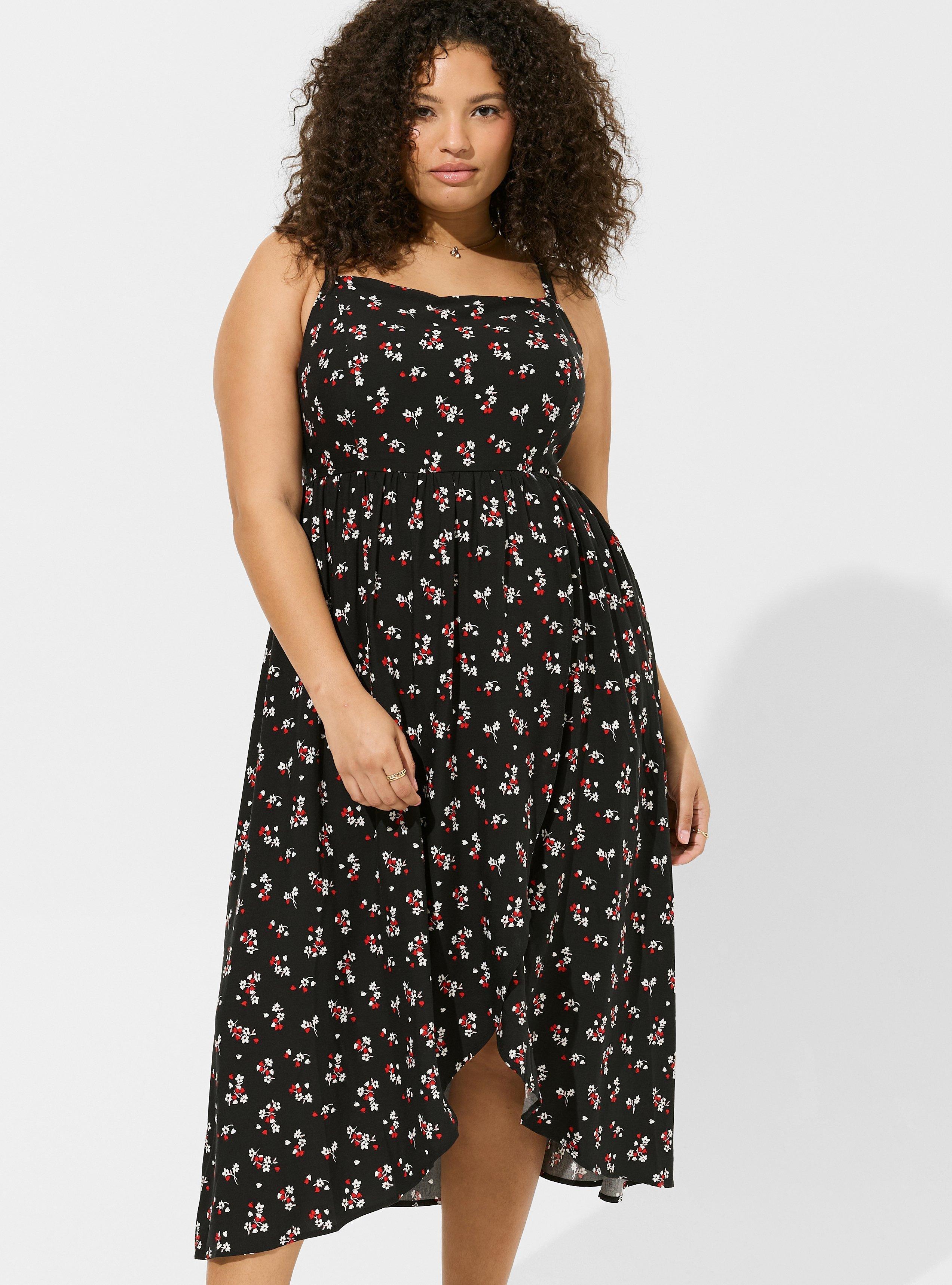 Tea Length Challis Square Neck Dress