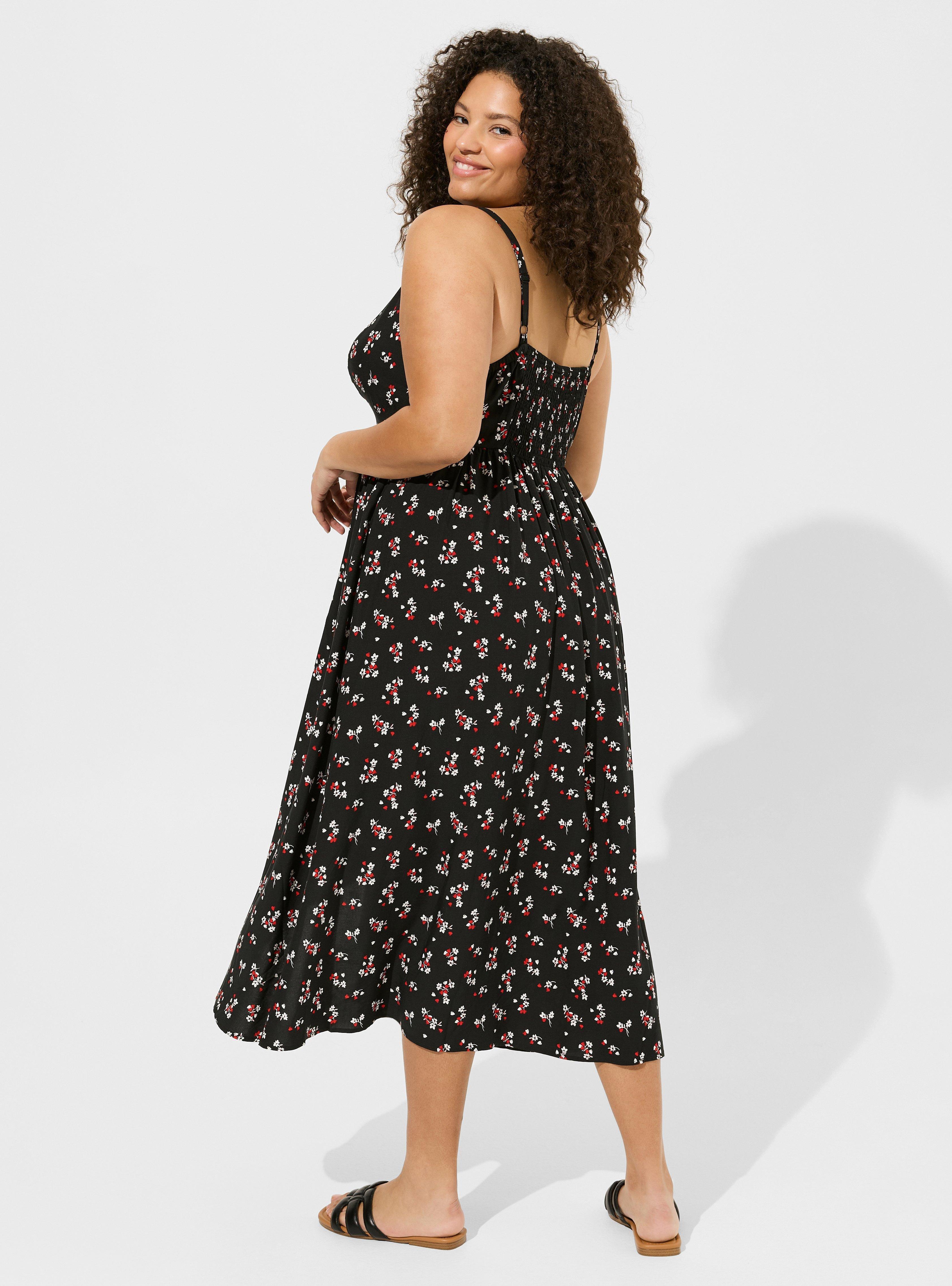Tea Length Challis Square Neck Dress