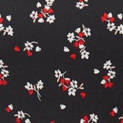 Tea Length Challis Square Neck Dress, HEART POP FLORAL DEEP BLACK, swatch