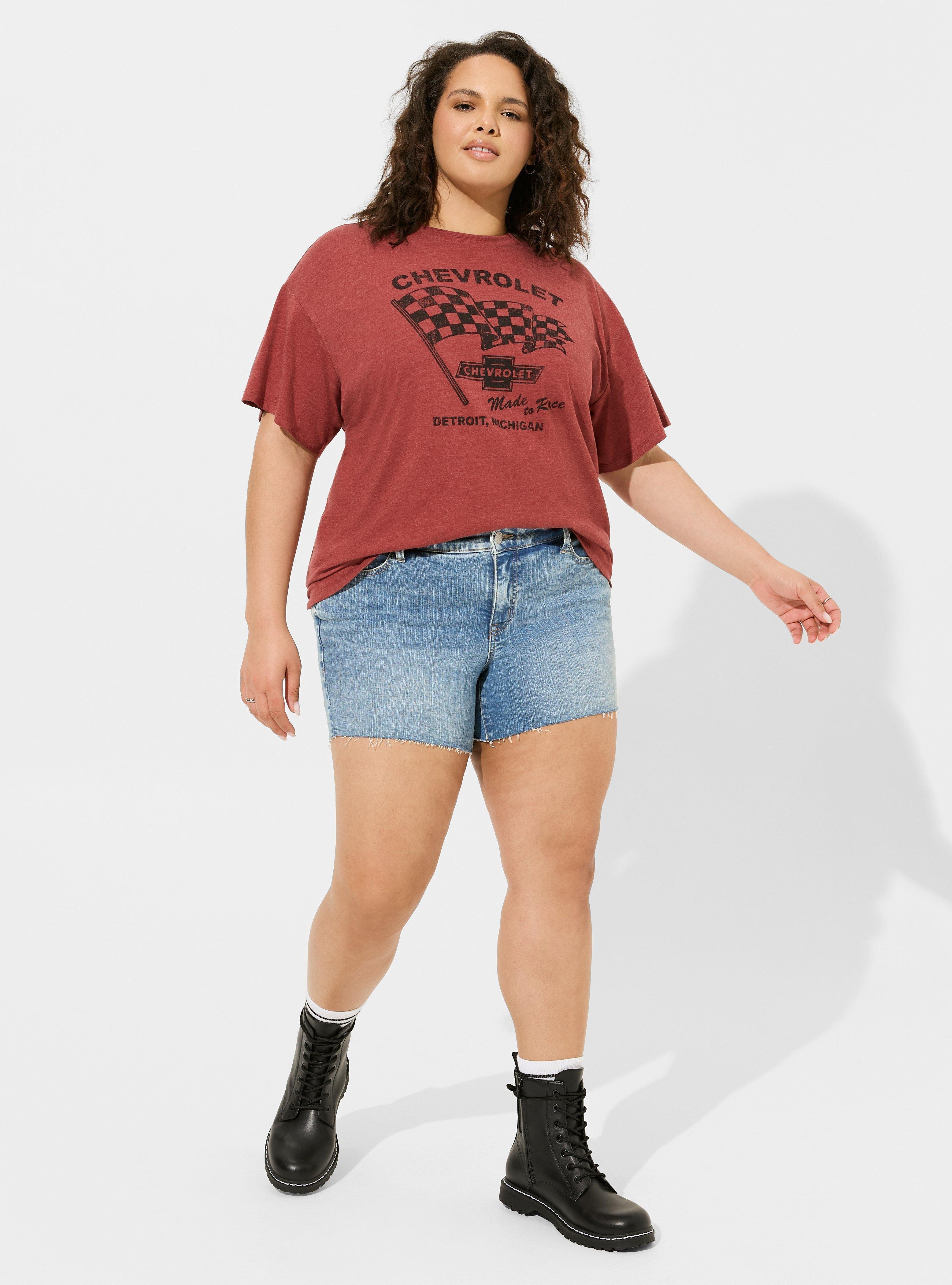 Plus Size Chevrolet Oversized Fit Cotton Tunic Tee, RED, alternate