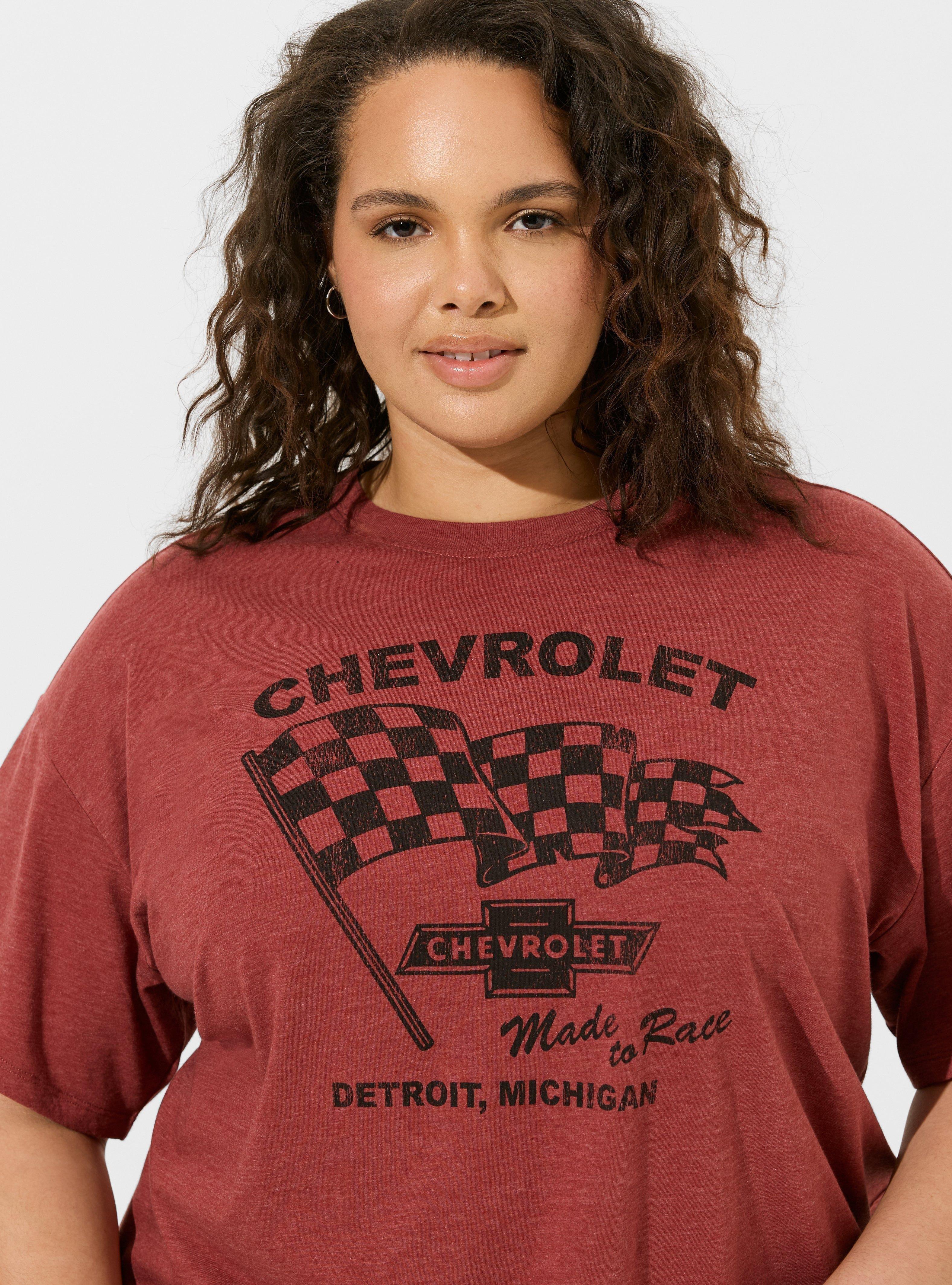 Plus Size Chevrolet Oversized Fit Cotton Tunic Tee, RED, alternate