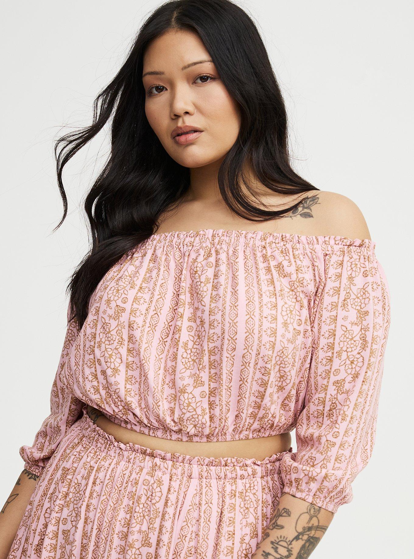 Off-Shoulder Maxi Skirt Set, POCKY BOHO STRIPE PINK, alternate