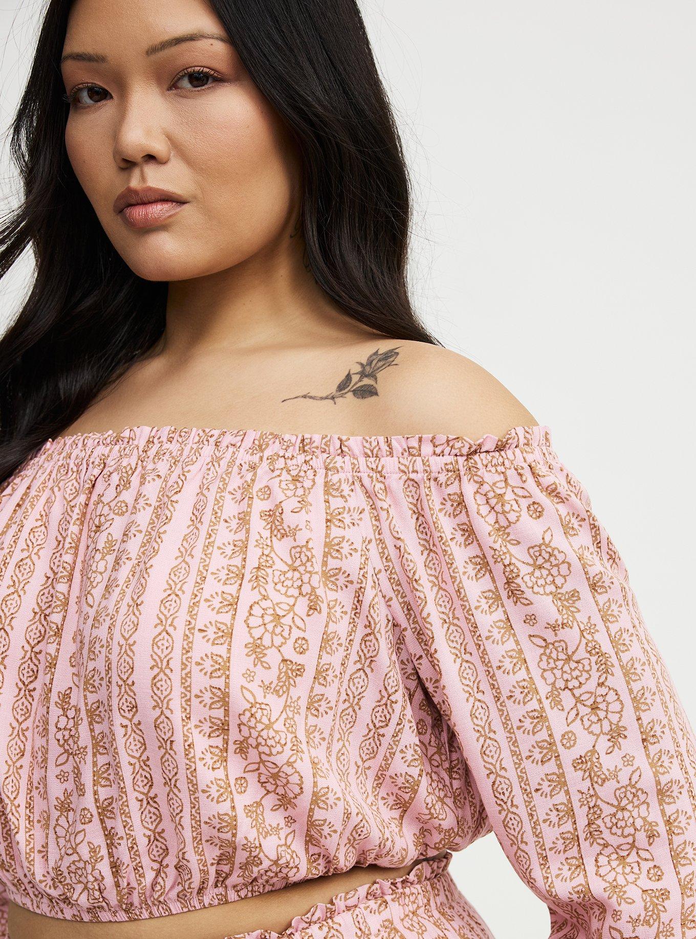 Off-Shoulder Maxi Skirt Set, POCKY BOHO STRIPE PINK, alternate