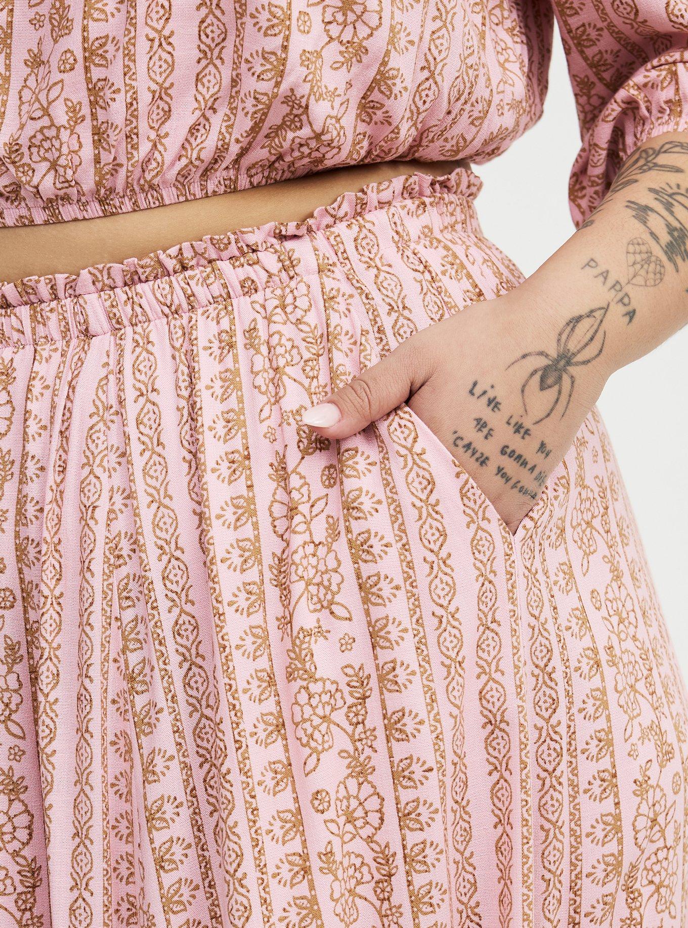 Off-Shoulder Maxi Skirt Set, POCKY BOHO STRIPE PINK, alternate