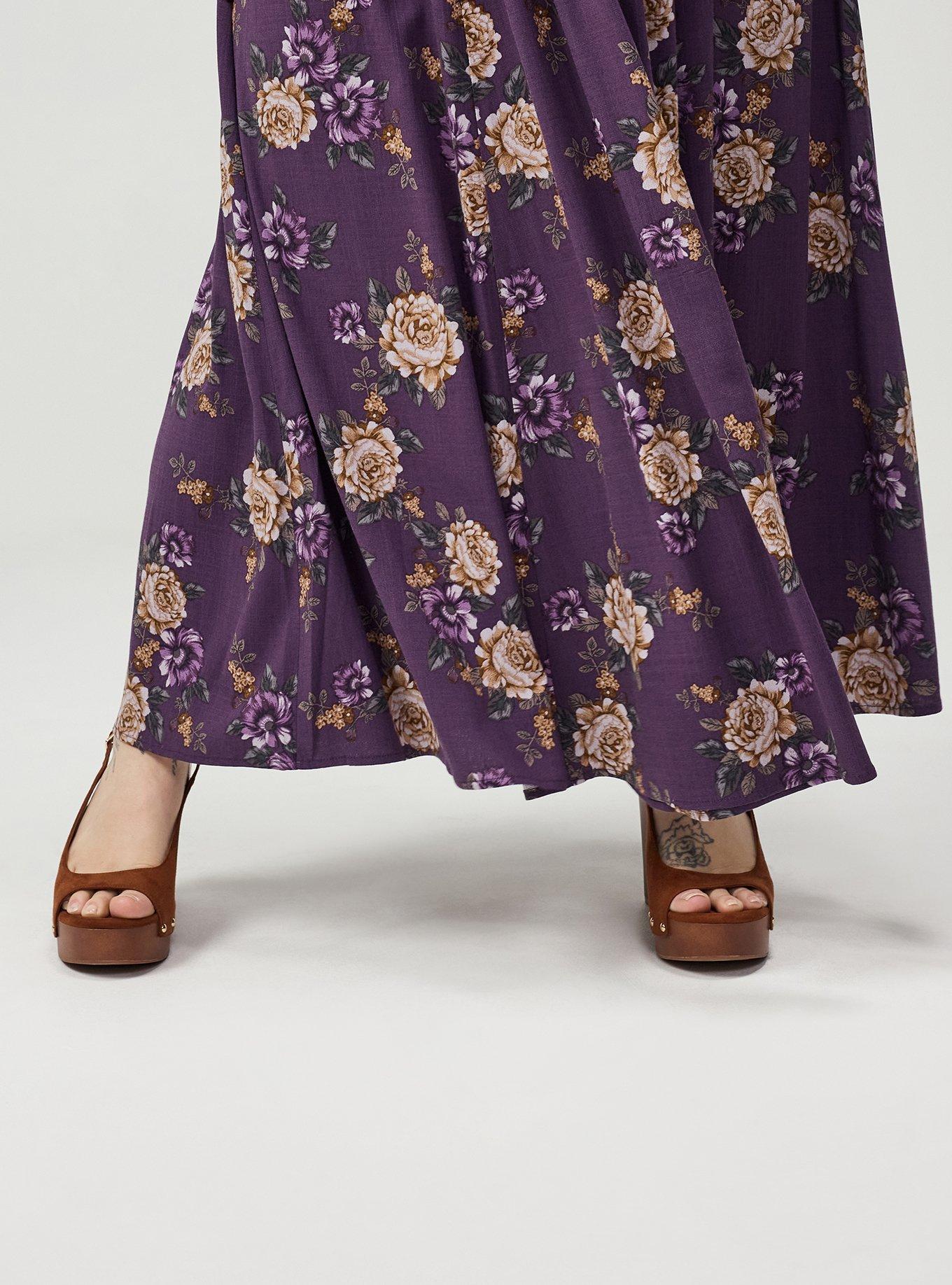 Off-Shoulder Maxi Skirt Set, BRENDA FLORAL PURPLE, alternate