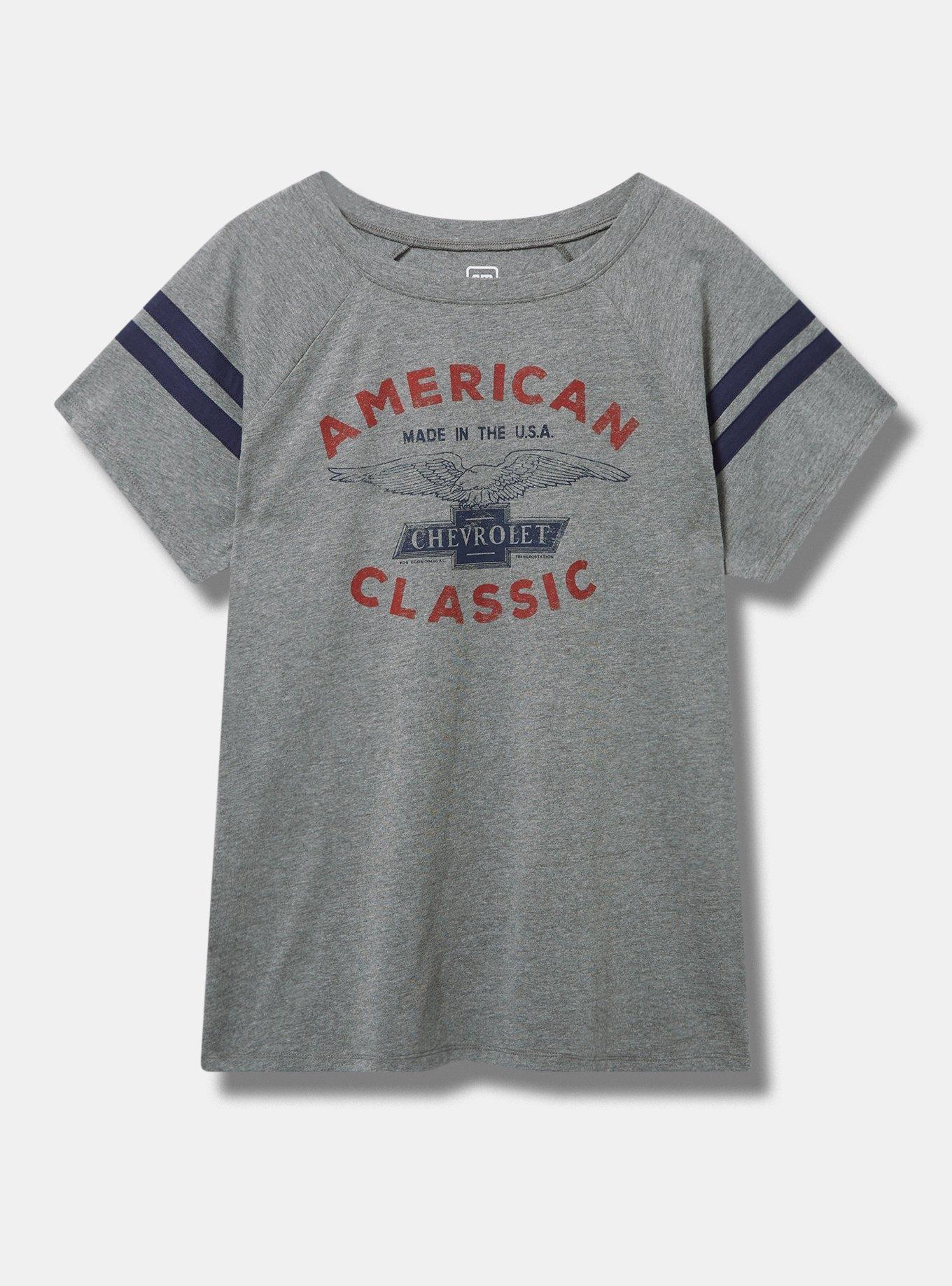 Chevrolet Classic Fit Cotton Boat-Neck Varsity Tee