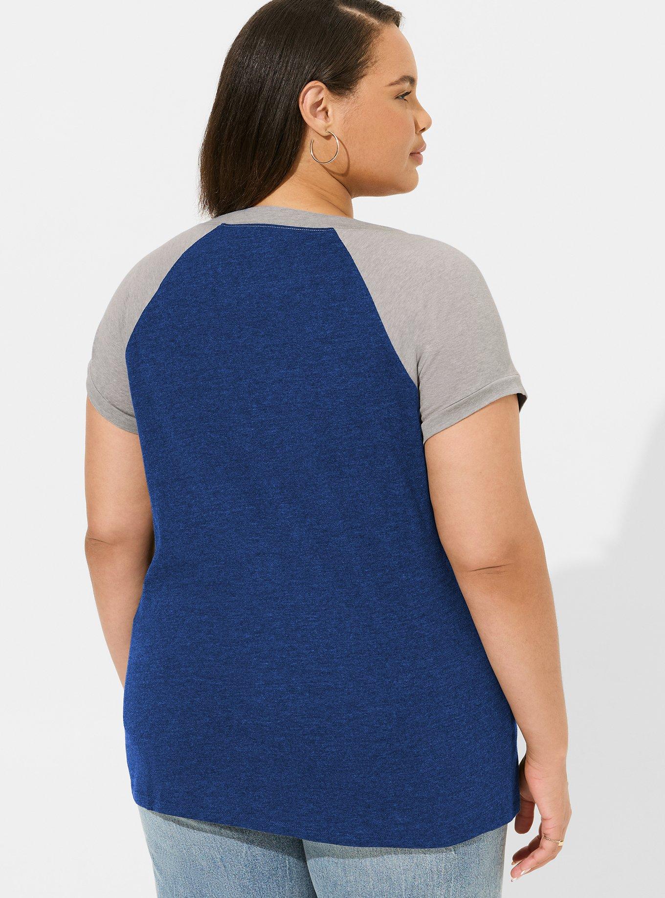  MLB Los Angeles Dodgers Classic Fit Cotton Raglan V-Neck, BLUE, alternate