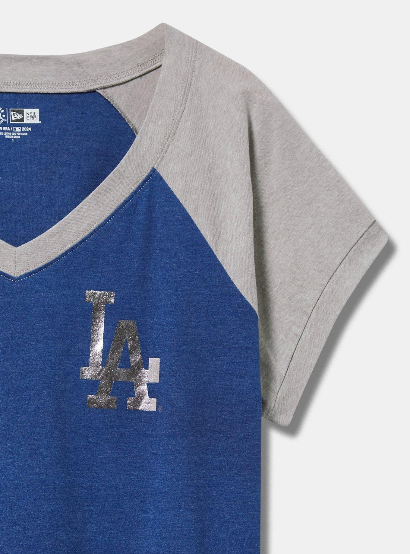  MLB Los Angeles Dodgers Classic Fit Cotton Raglan V-Neck, BLUE, alternate