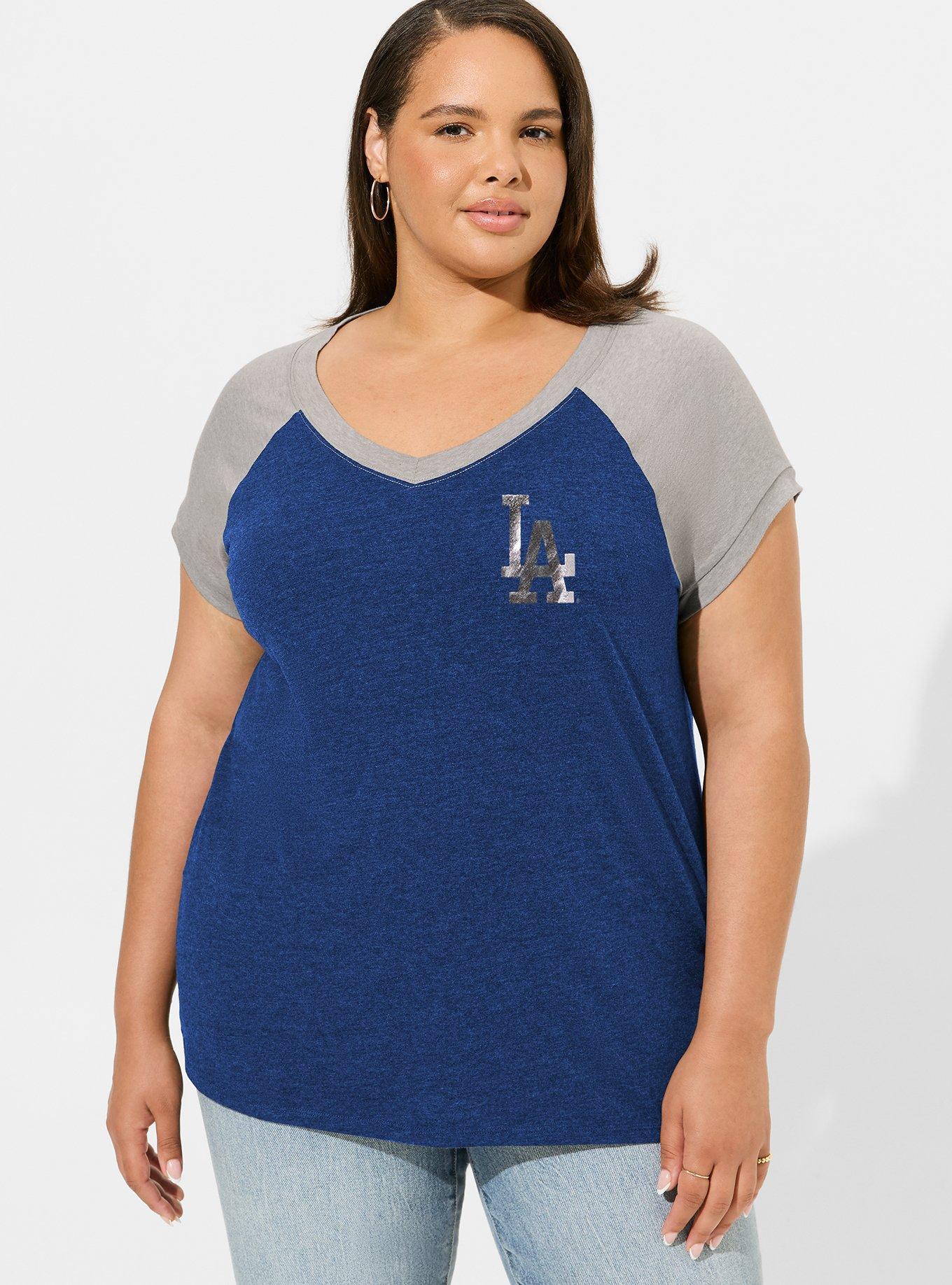 MLB Los Angeles Dodgers Classic Fit Cotton Raglan V-Neck, BLUE, hi-res