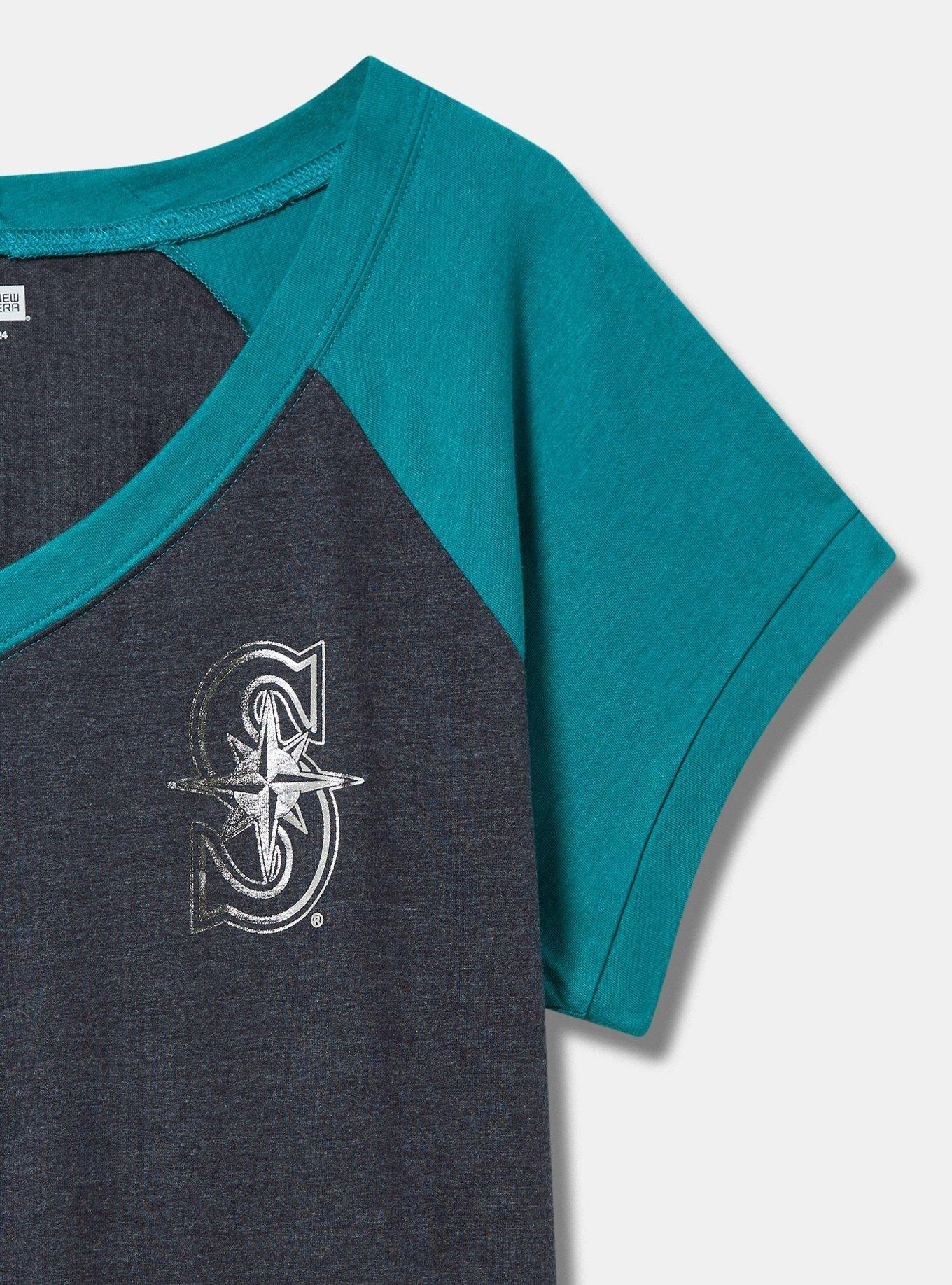 MLB Seattle Mariners Classic Fit Cotton Raglan V-Neck Tee