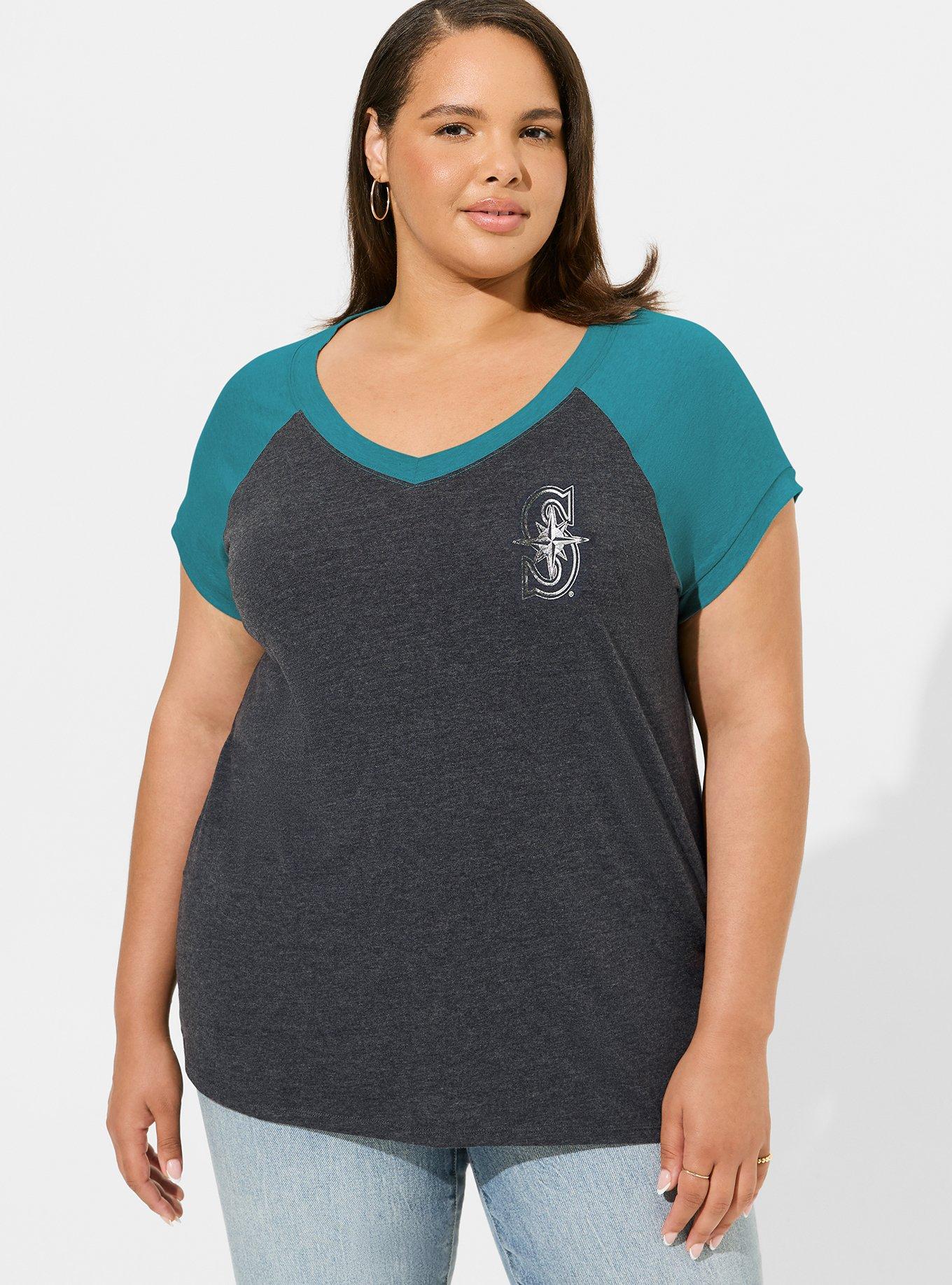 MLB Seattle Mariners Classic Fit Cotton Raglan V-Neck Tee