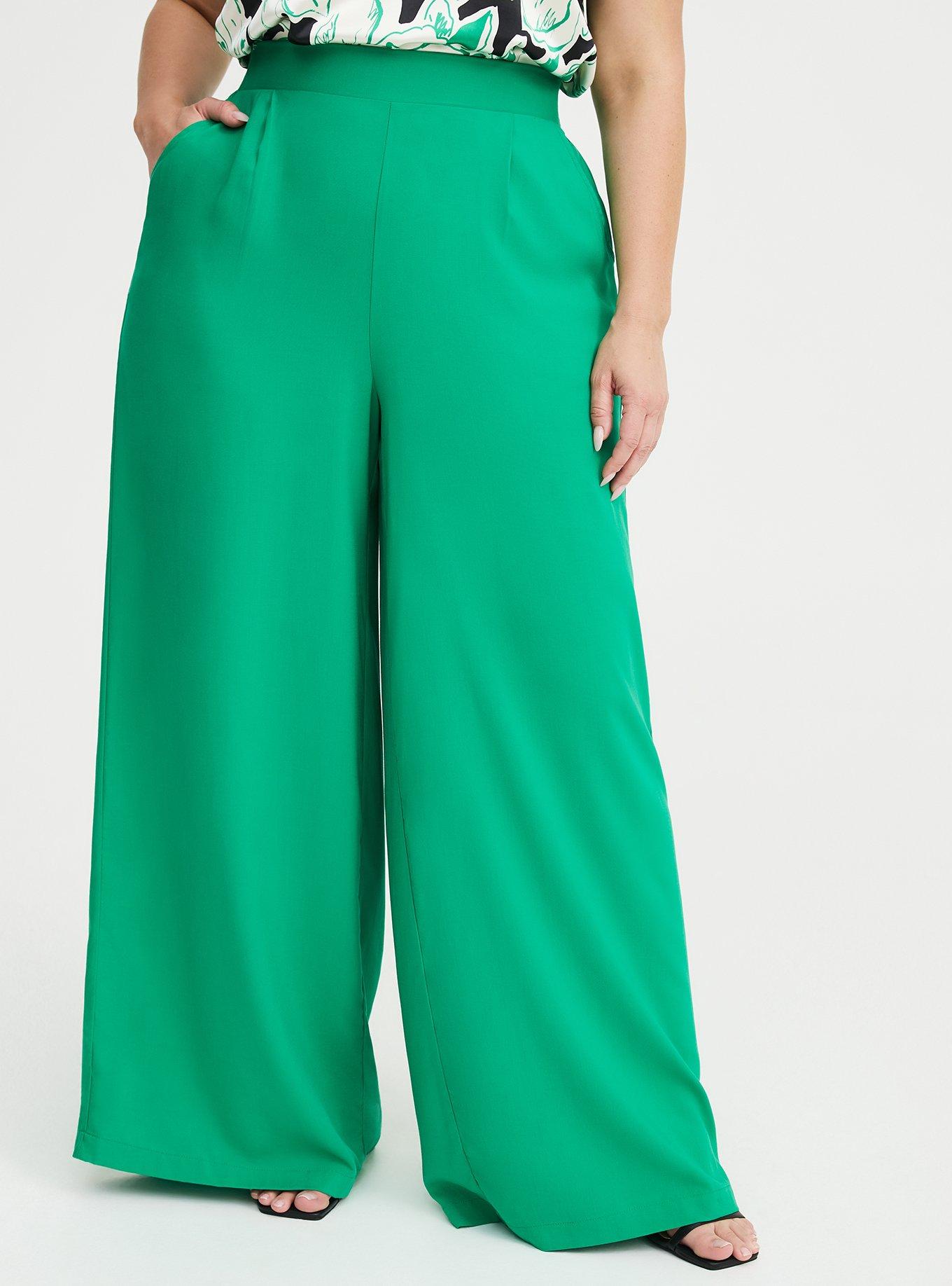 High-Rise Pull-On Challis Wide-Leg Pant, JELLY BEAN, alternate