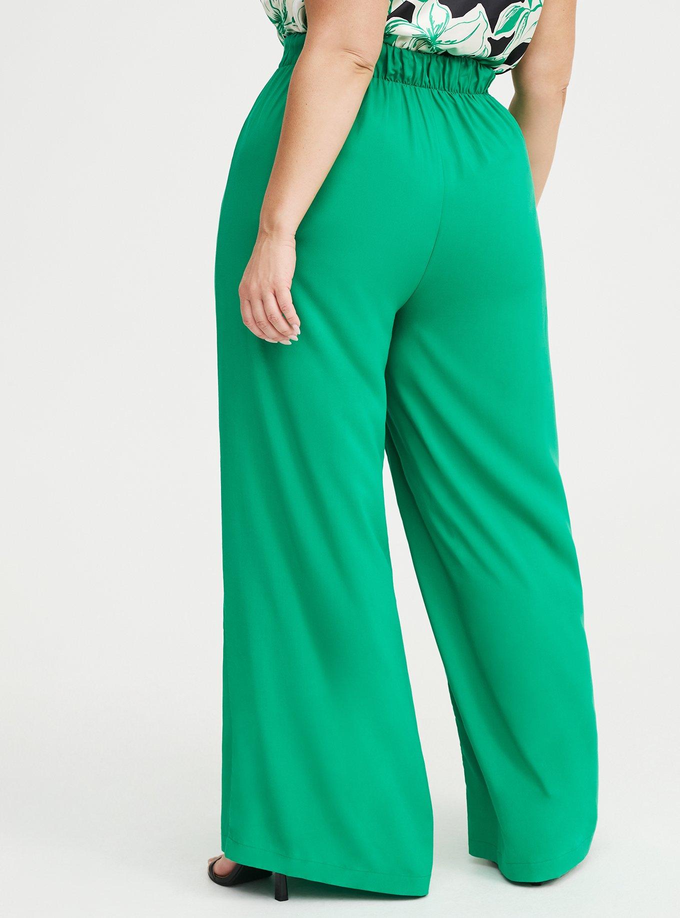 High-Rise Pull-On Challis Wide-Leg Pant, JELLY BEAN, alternate