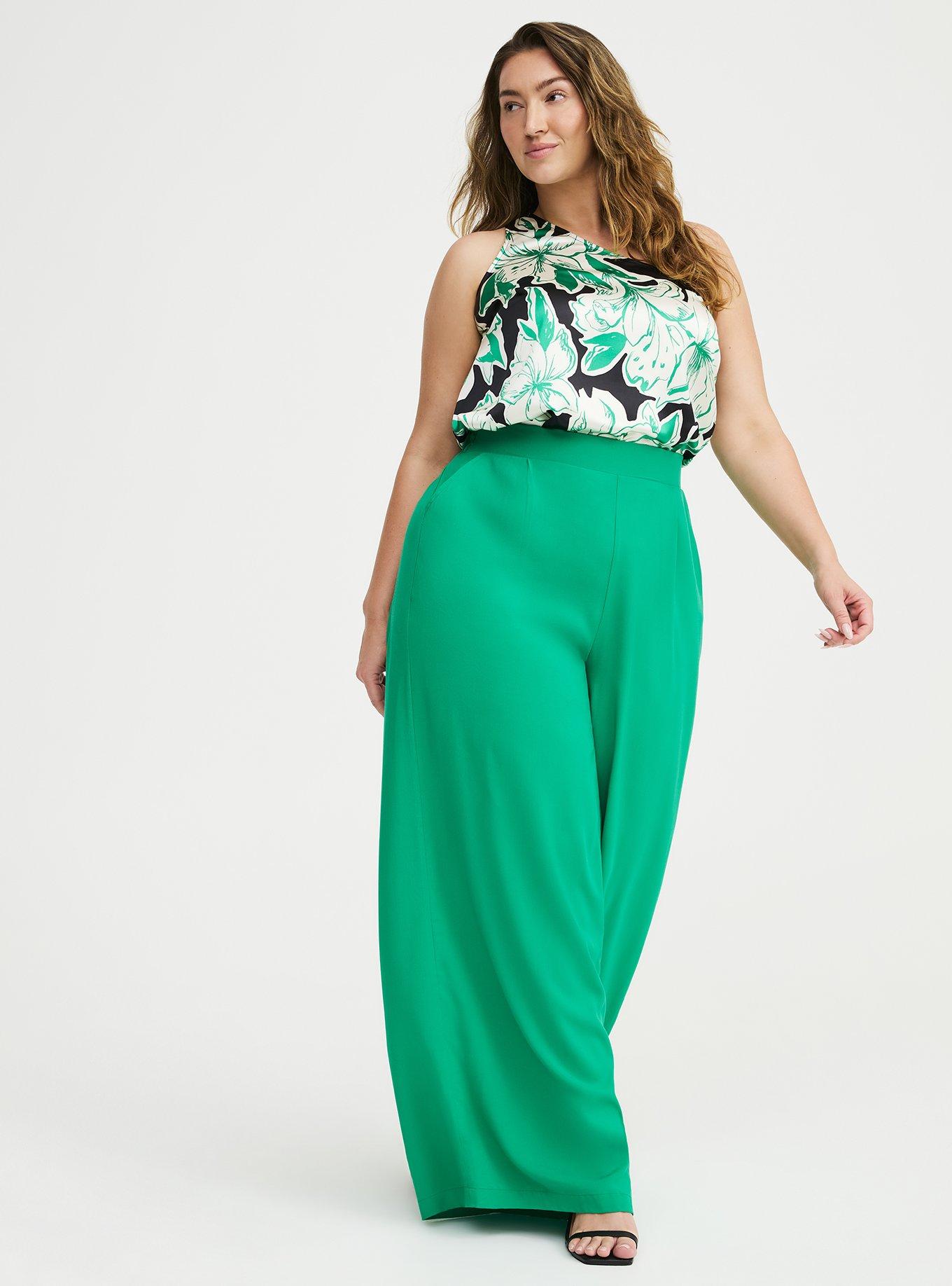 High-Rise Pull-On Challis Wide-Leg Pant, JELLY BEAN, alternate