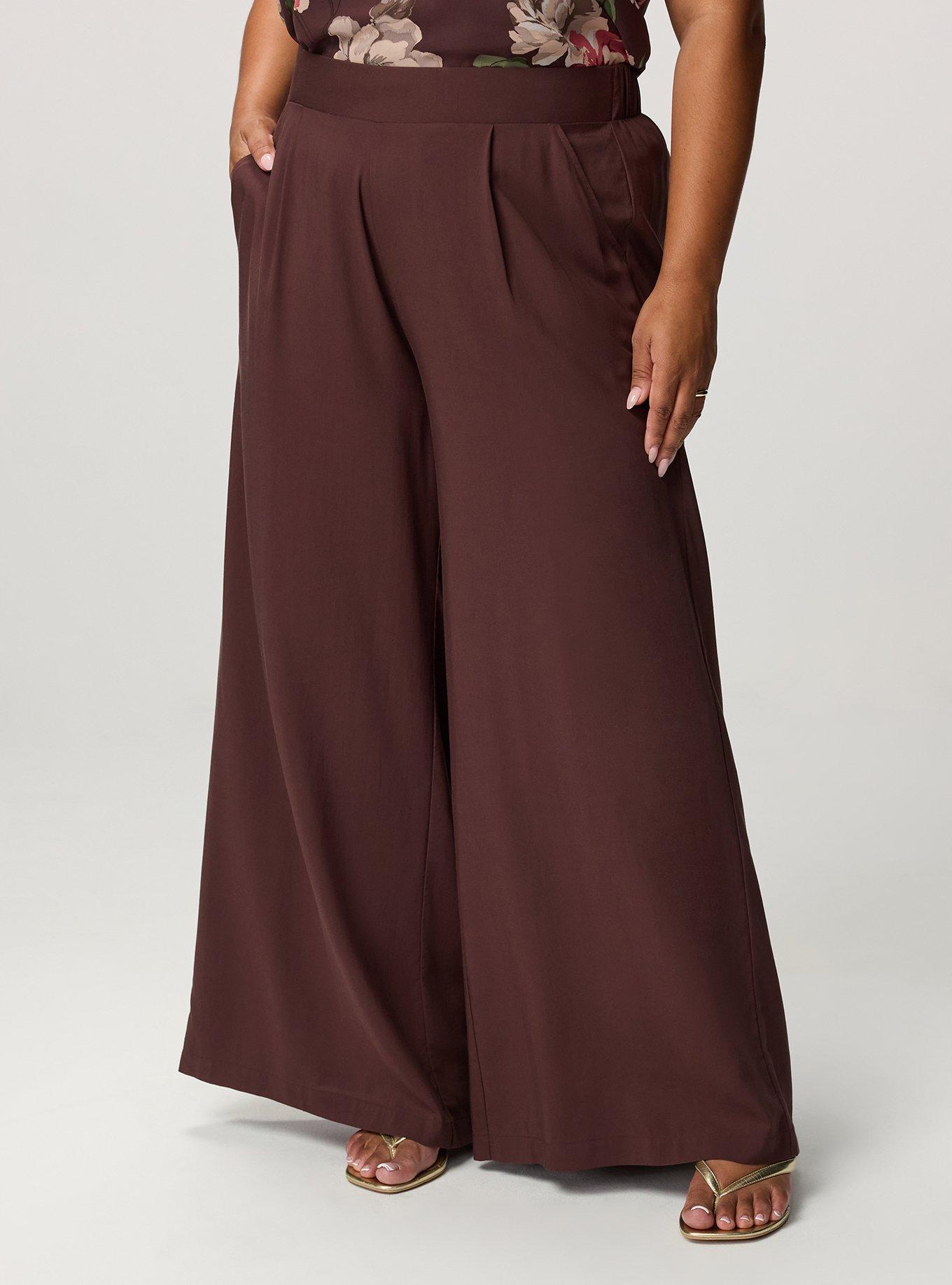 Plus Size High-Rise Pull-On Wide-Leg Pant, PUCE, alternate