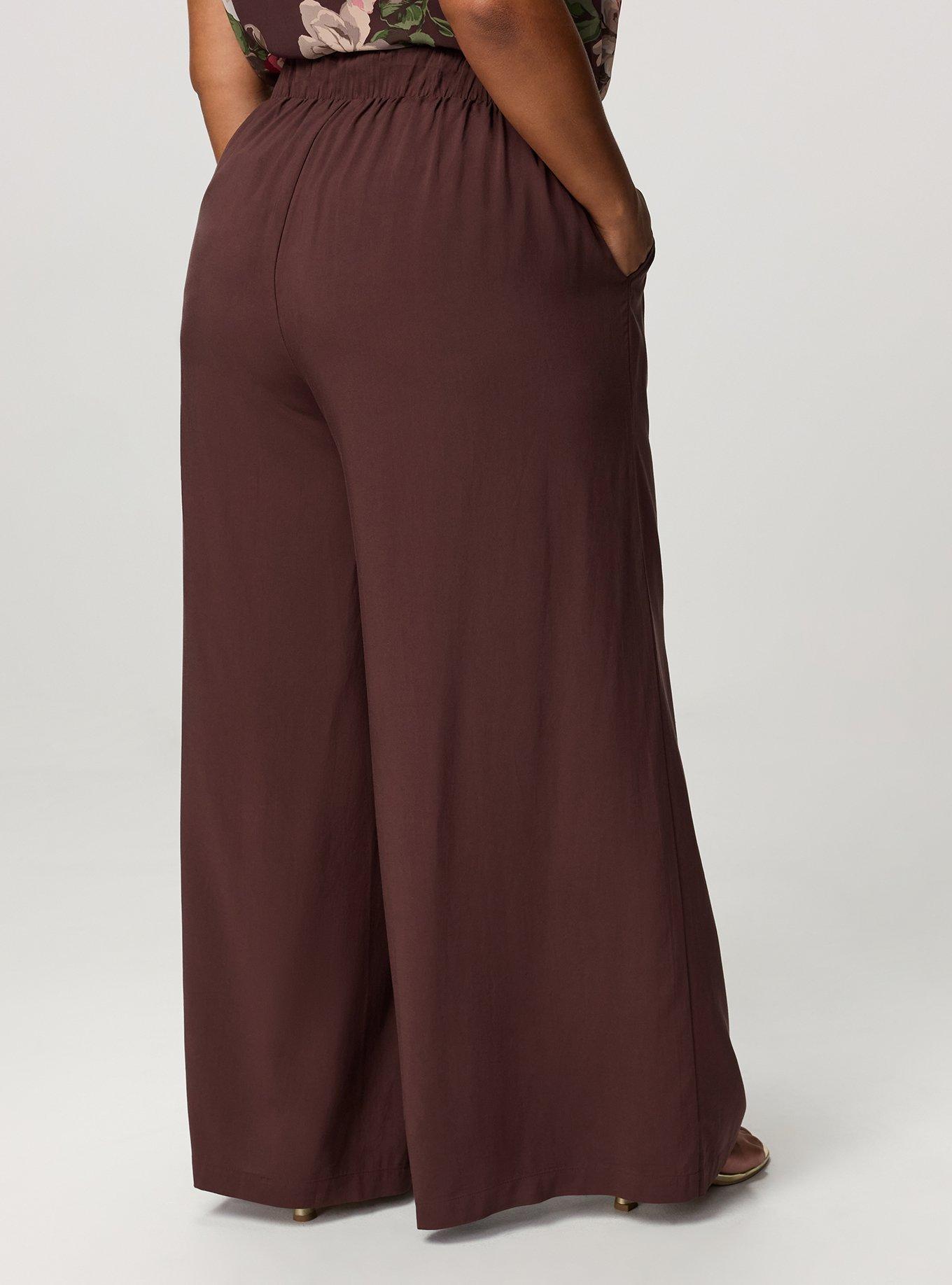 Plus Size High-Rise Pull-On Wide-Leg Pant, PUCE, alternate