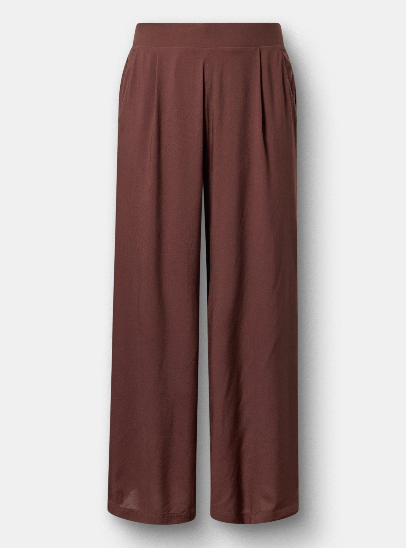 Plus Size High-Rise Pull-On Wide-Leg Pant, PUCE, flat