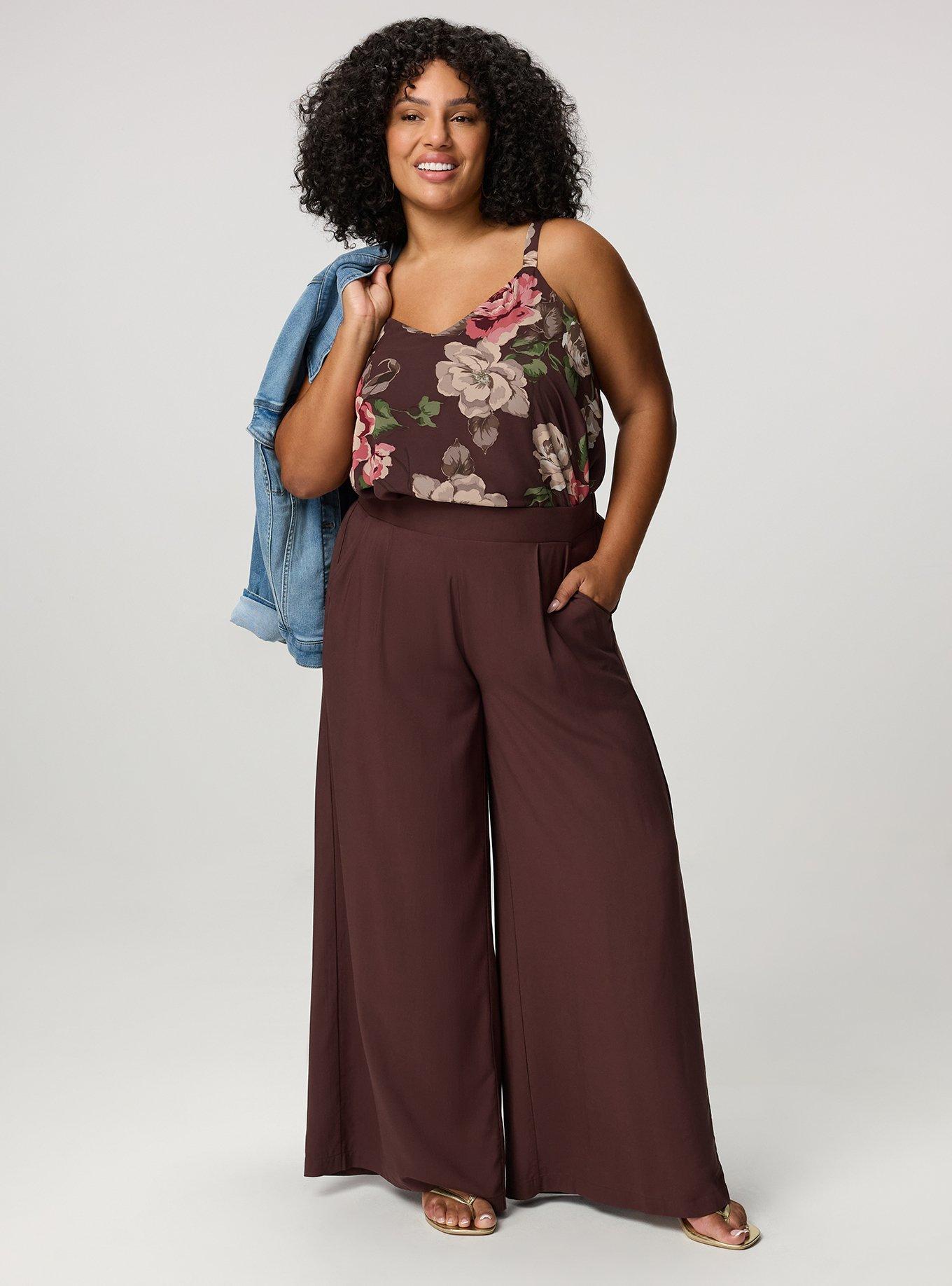 Plus Size High-Rise Pull-On Wide-Leg Pant, PUCE, hi-res