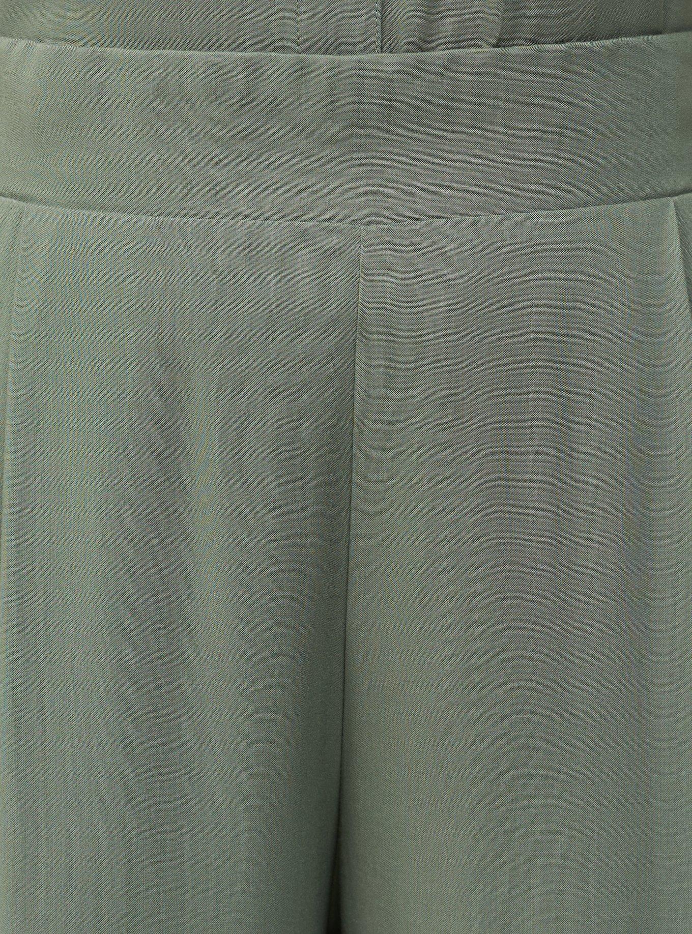 High-Rise Pull-On Challis Wide-Leg Pant, AGAVE GREEN, alternate