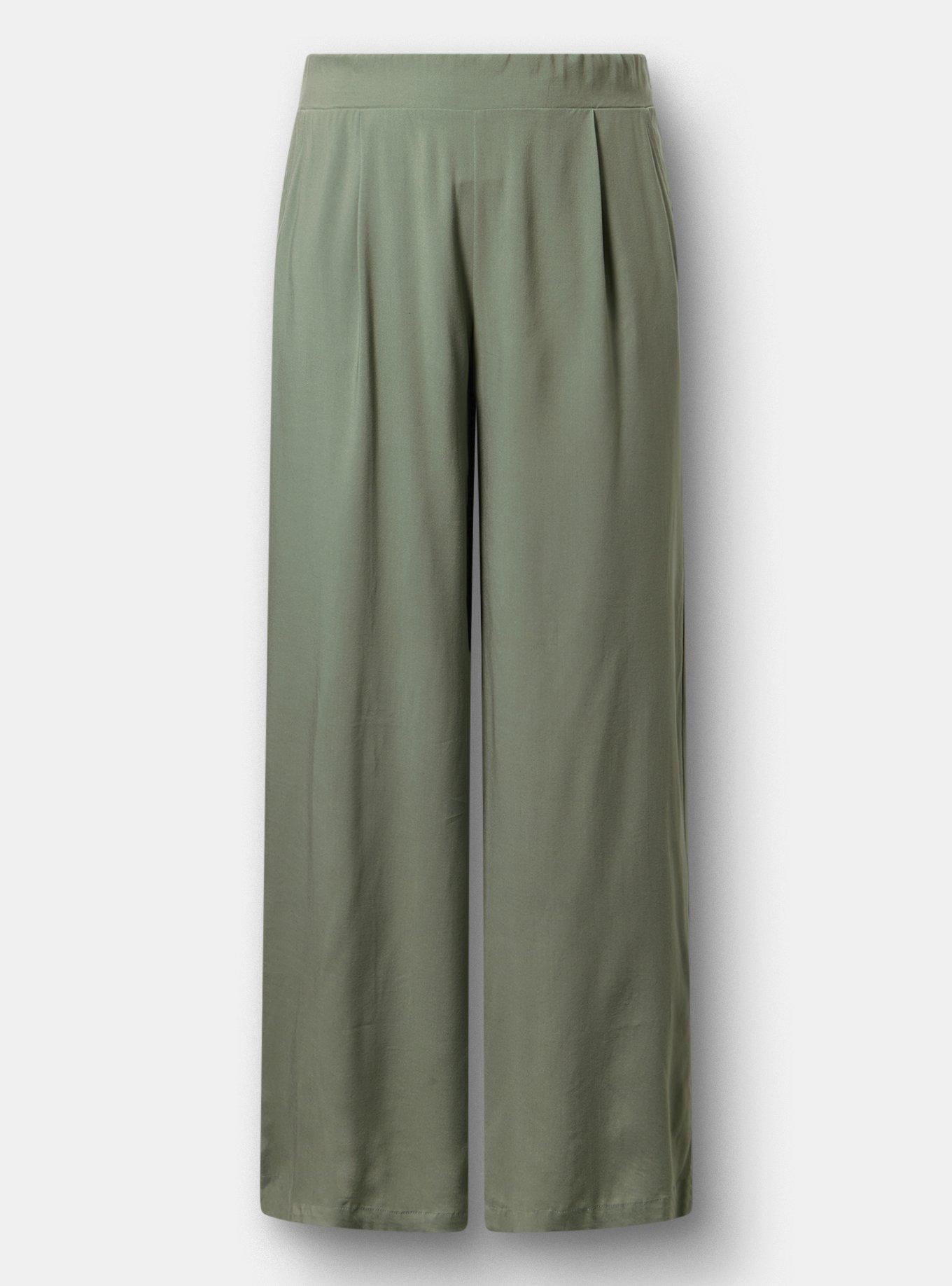 High-Rise Pull-On Challis Wide-Leg Pant, AGAVE GREEN, hi-res