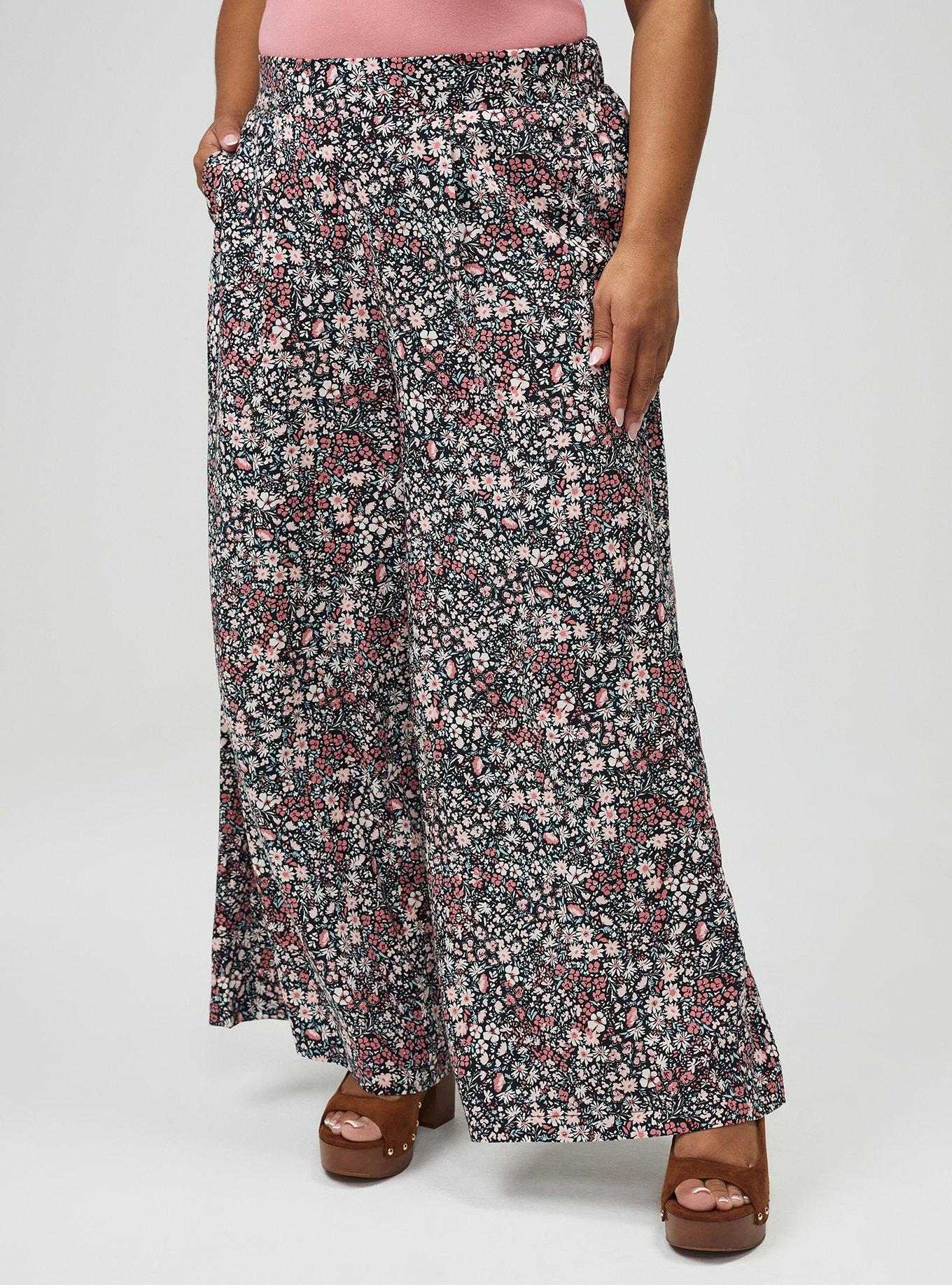 High-Rise Pull-On Wide-Leg Pant, HARVEST DITSY FLORAL BLACK, alternate