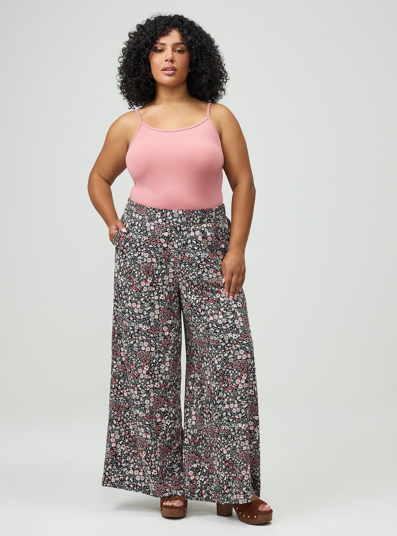 High-Rise Pull-On Wide-Leg Pant, HARVEST DITSY FLORAL BLACK, alternate