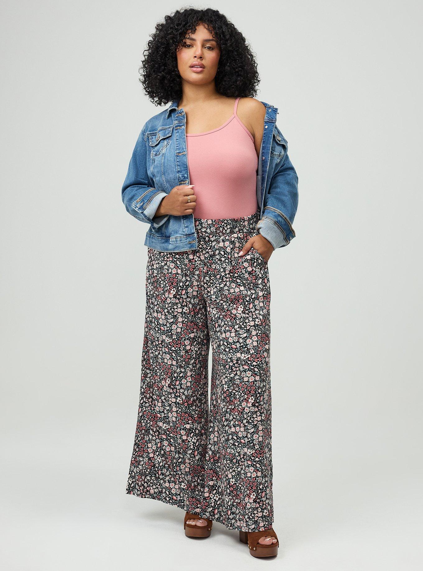 High-Rise Pull-On Wide-Leg Pant, HARVEST DITSY FLORAL BLACK, hi-res