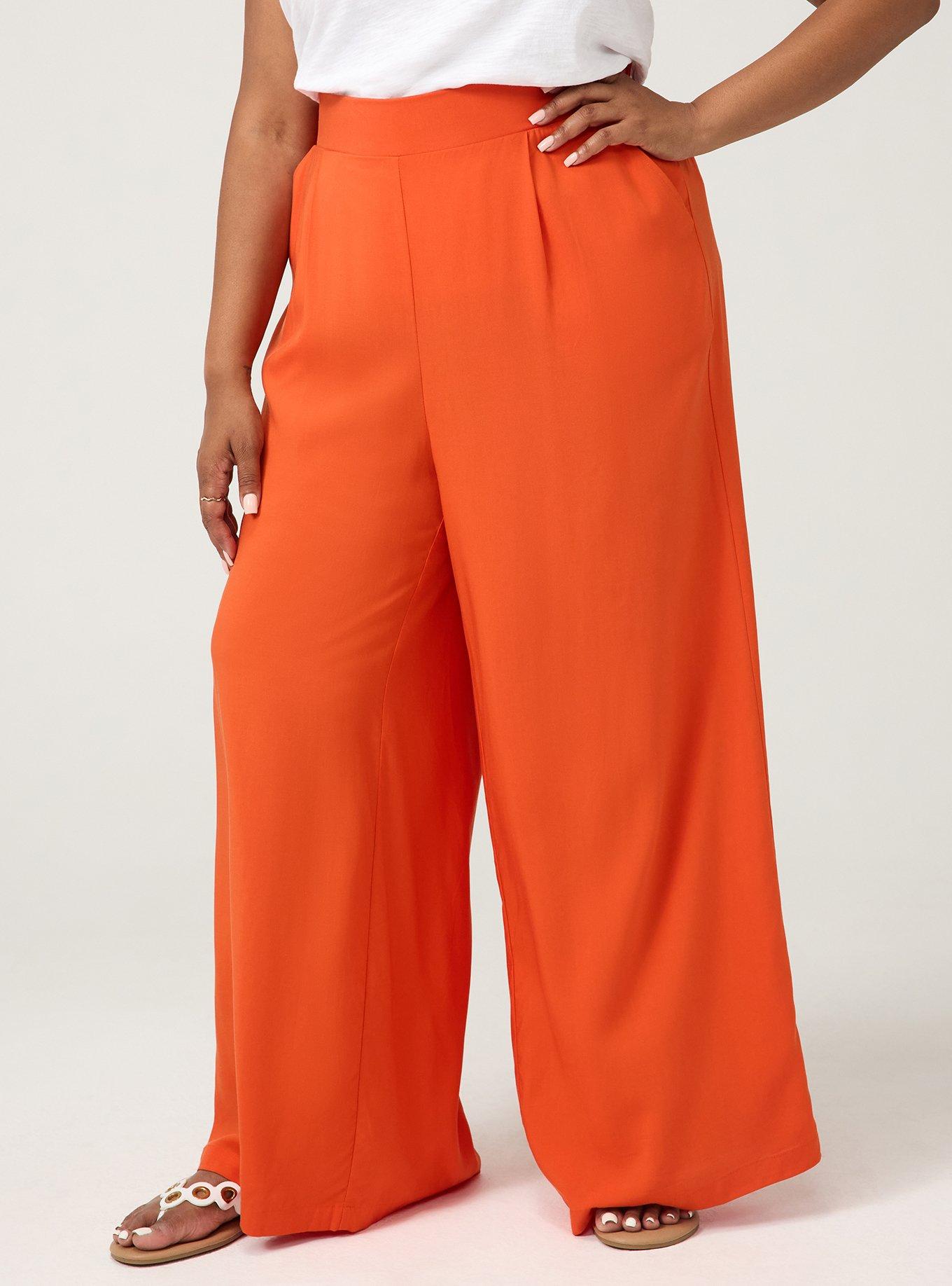 High-Rise Pull-On Challis Wide Leg Pant, PUREED PUMPKIN, alternate