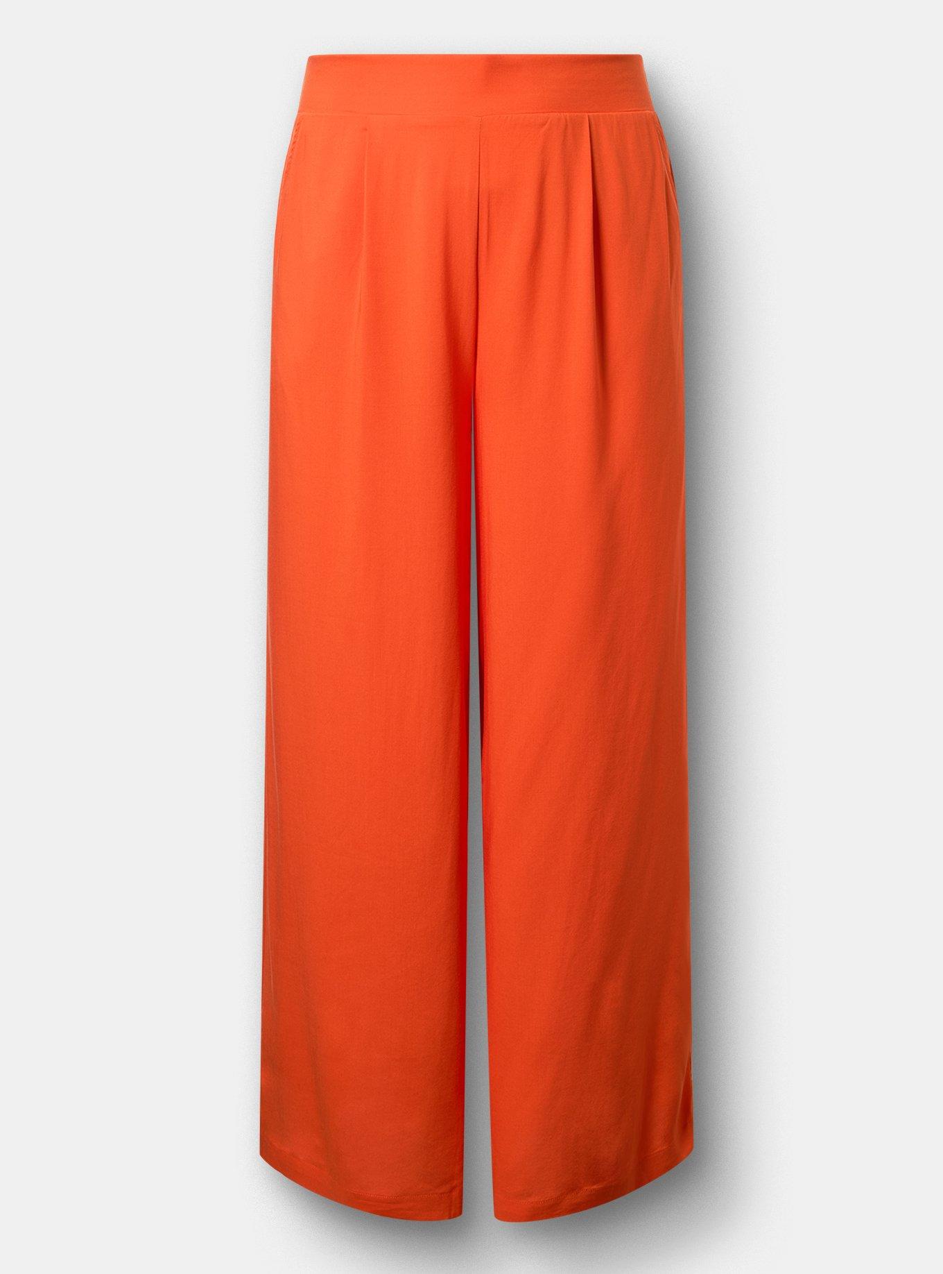 High-Rise Pull-On Challis Wide Leg Pant, PUREED PUMPKIN, flat