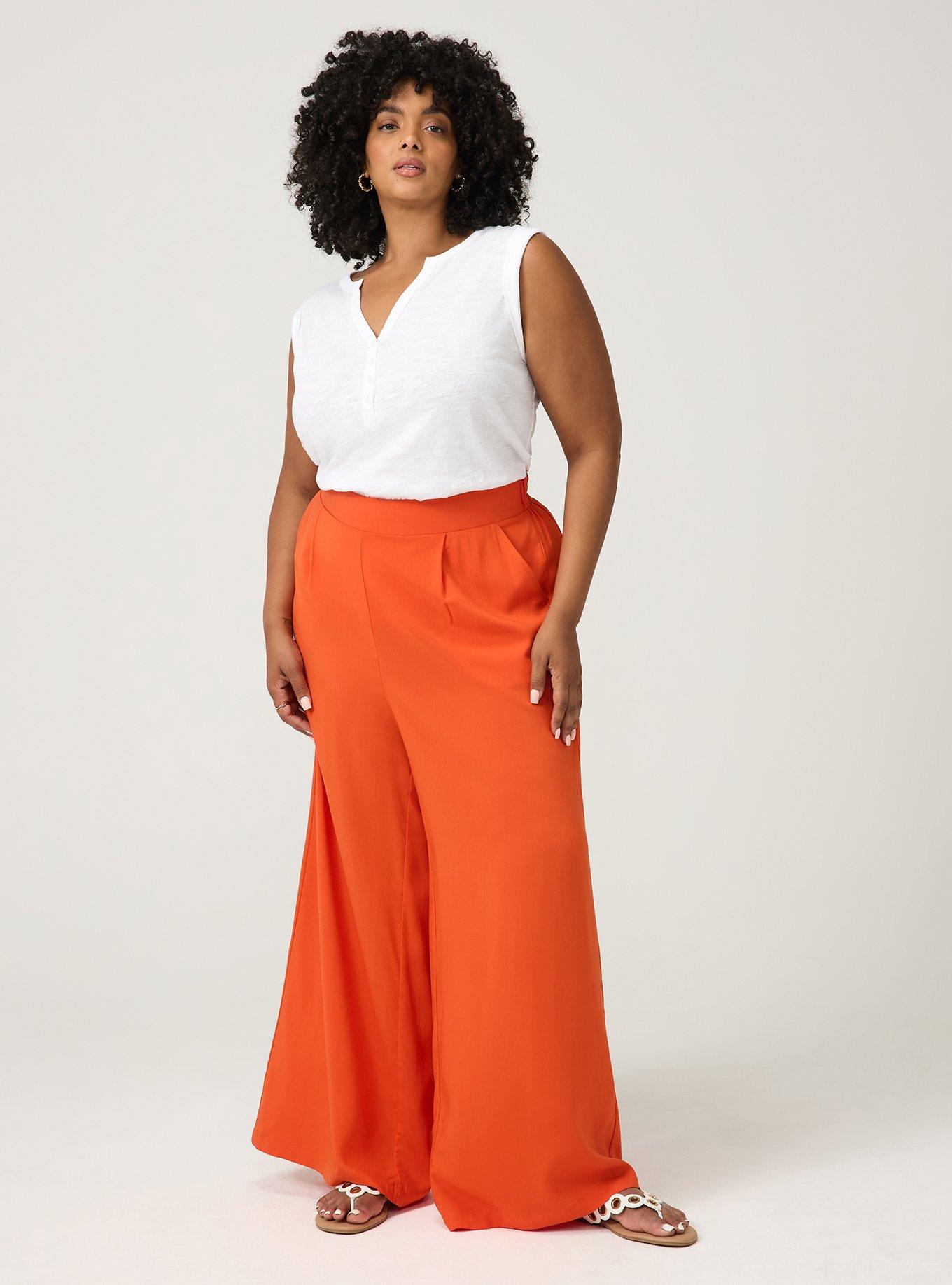 High-Rise Pull-On Challis Wide Leg Pant, PUREED PUMPKIN, hi-res