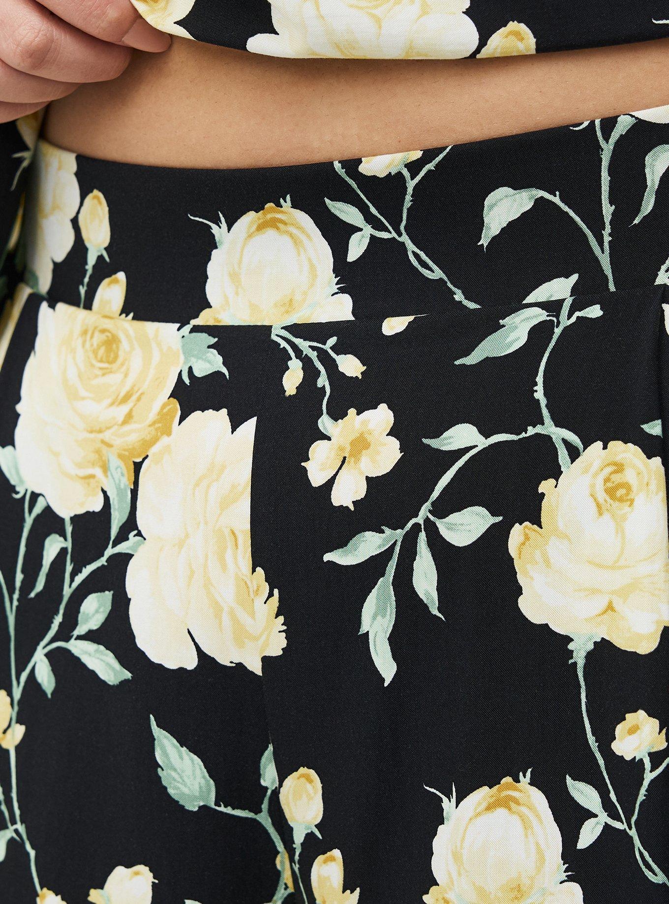 High-Rise Pull-On Challis Wide-Leg Pant, ROMANCE FLORAL BLACK, alternate