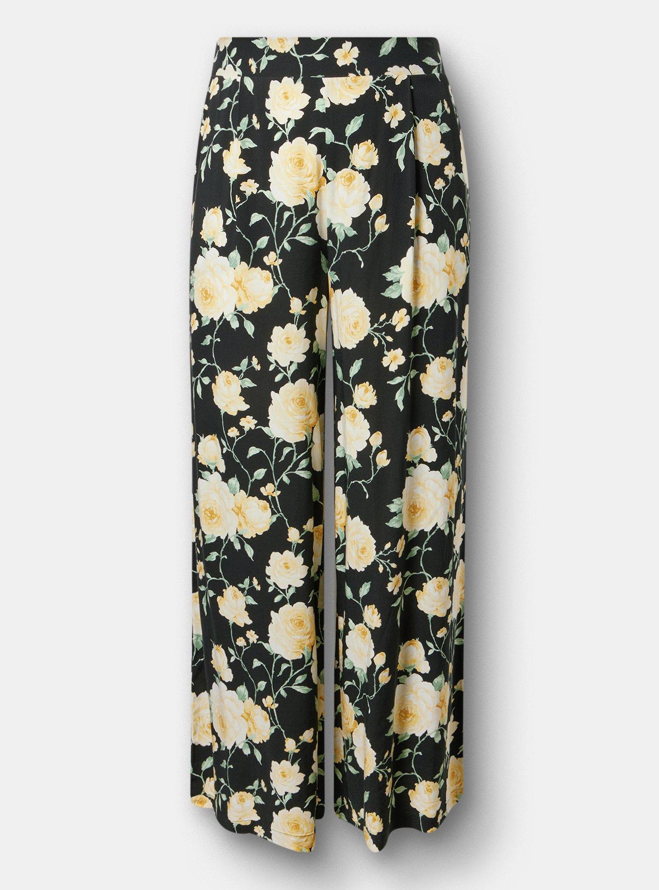 High-Rise Pull-On Challis Wide-Leg Pant, ROMANCE FLORAL BLACK, hi-res