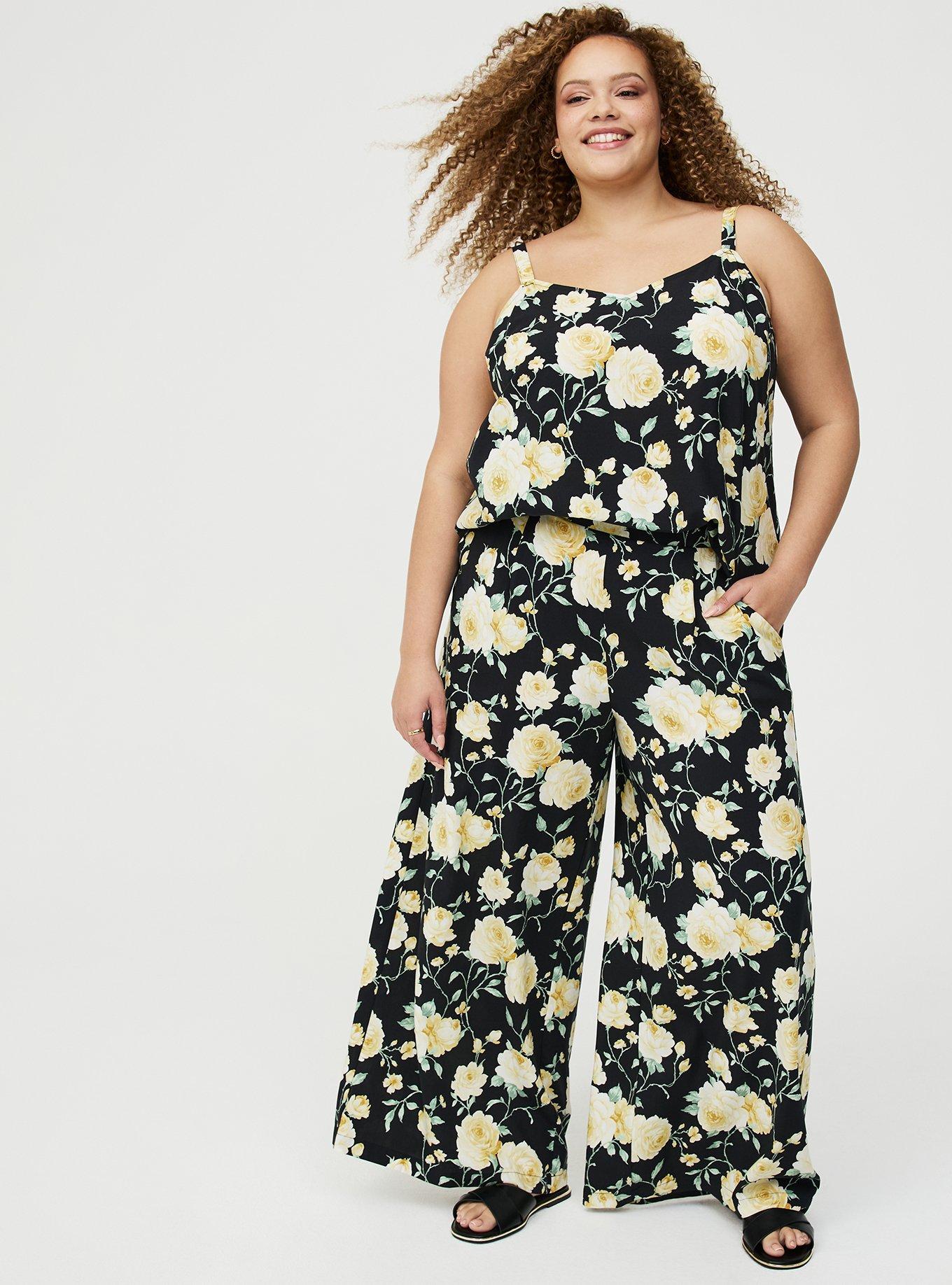 High-Rise Pull-On Challis Wide-Leg Pant, ROMANCE FLORAL BLACK, hi-res