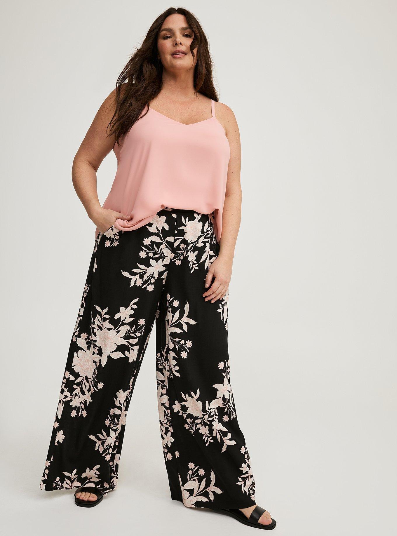 Alessa Wide Leg Pants | Black & Pink Woven Alessa Wide Leg Pants | Black & Pink Woven