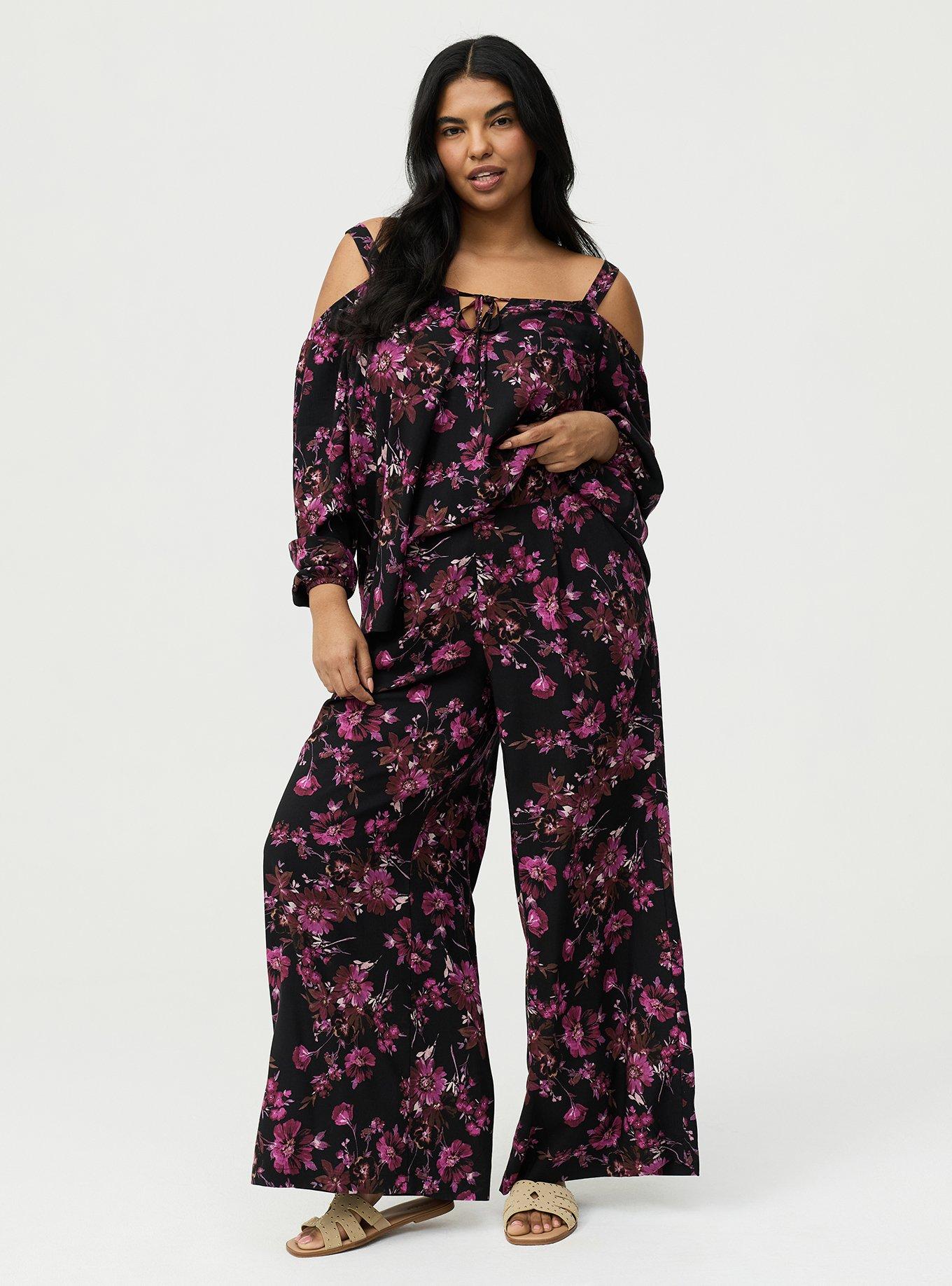 High-Rise Pull-On Wide-Leg Pant, WHIMSICAL DAISY FLORAL BLACK, hi-res