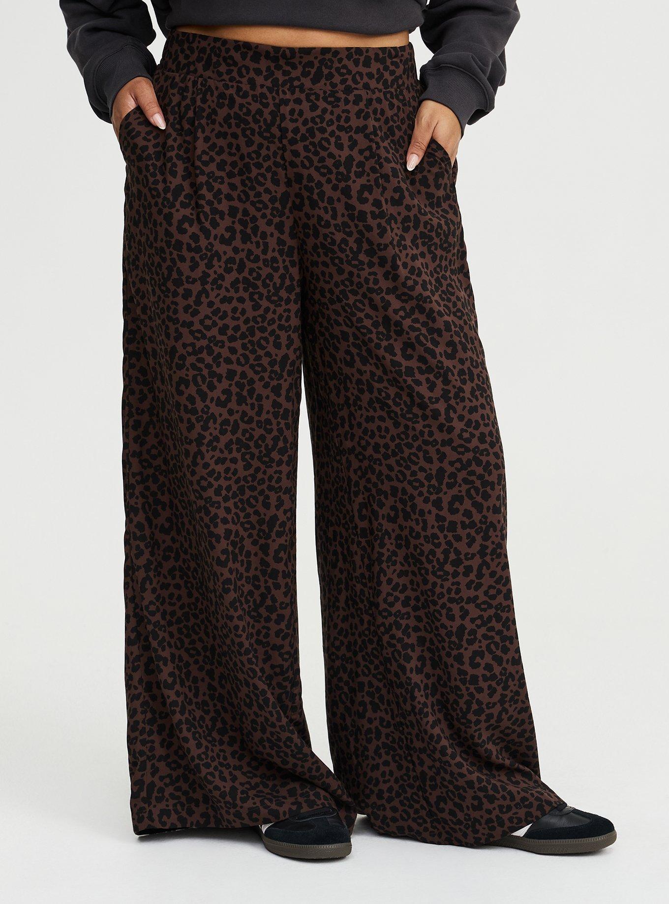 High-Rise Pull-On Challis Wide-Leg Pant, REAL DEAL LEO BROWN, alternate