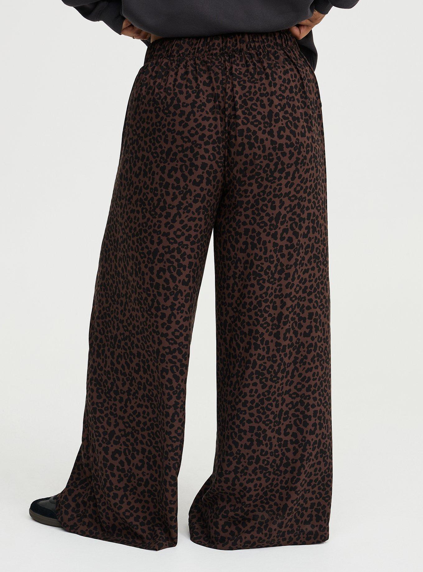 High-Rise Pull-On Challis Wide-Leg Pant, REAL DEAL LEO BROWN, alternate